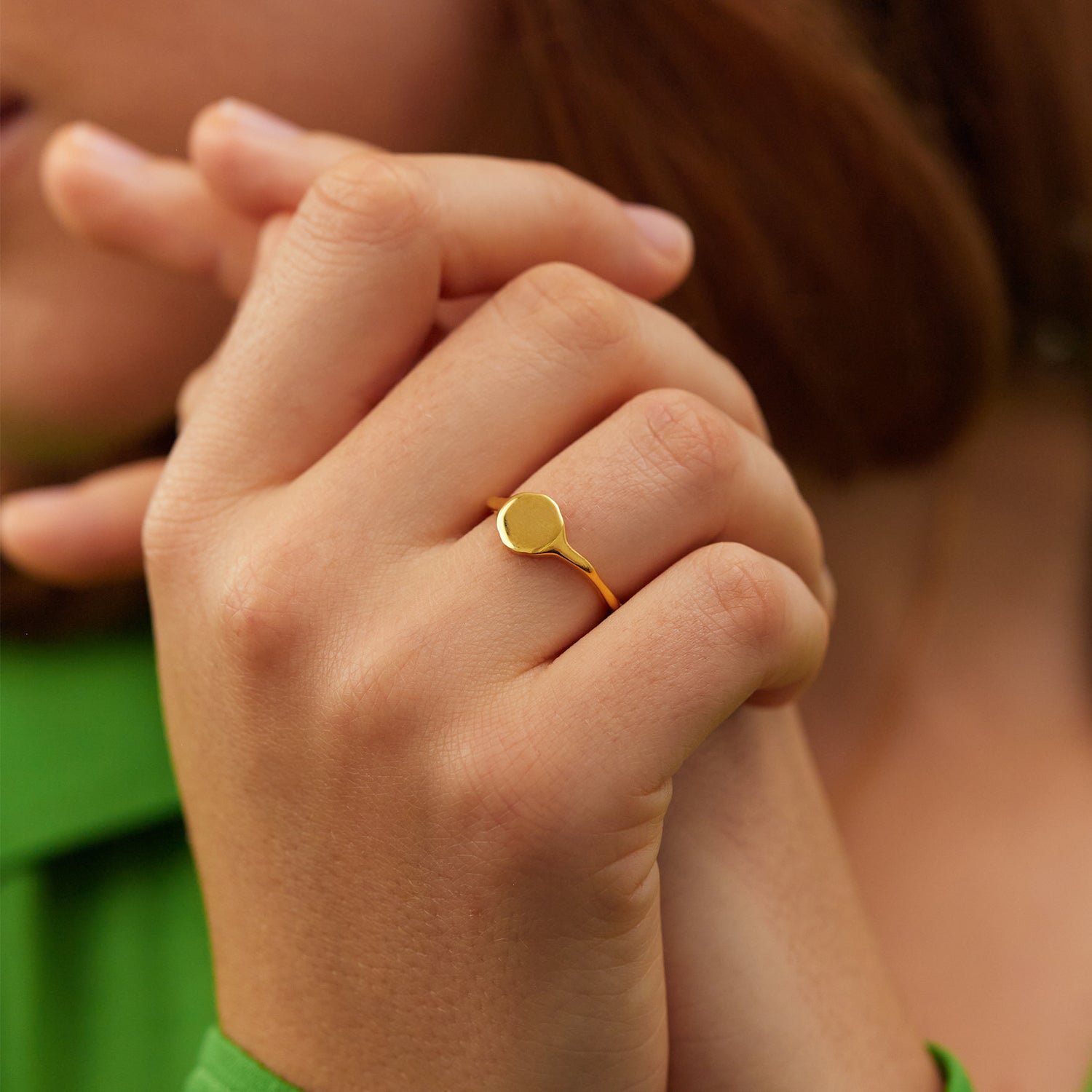 Engravable Fluid Signet Ring | 14k Gold - Glossy