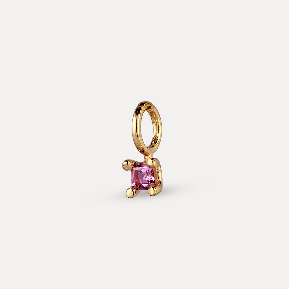 Lila Granat Solitär Anhänger - Square