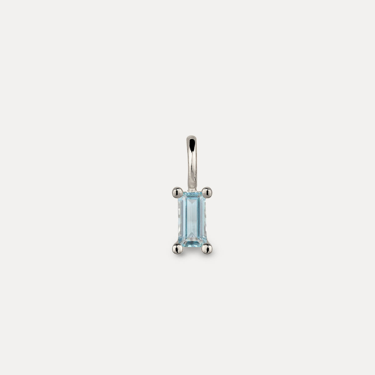 Blue Aquamarine Pendant - Baguette
