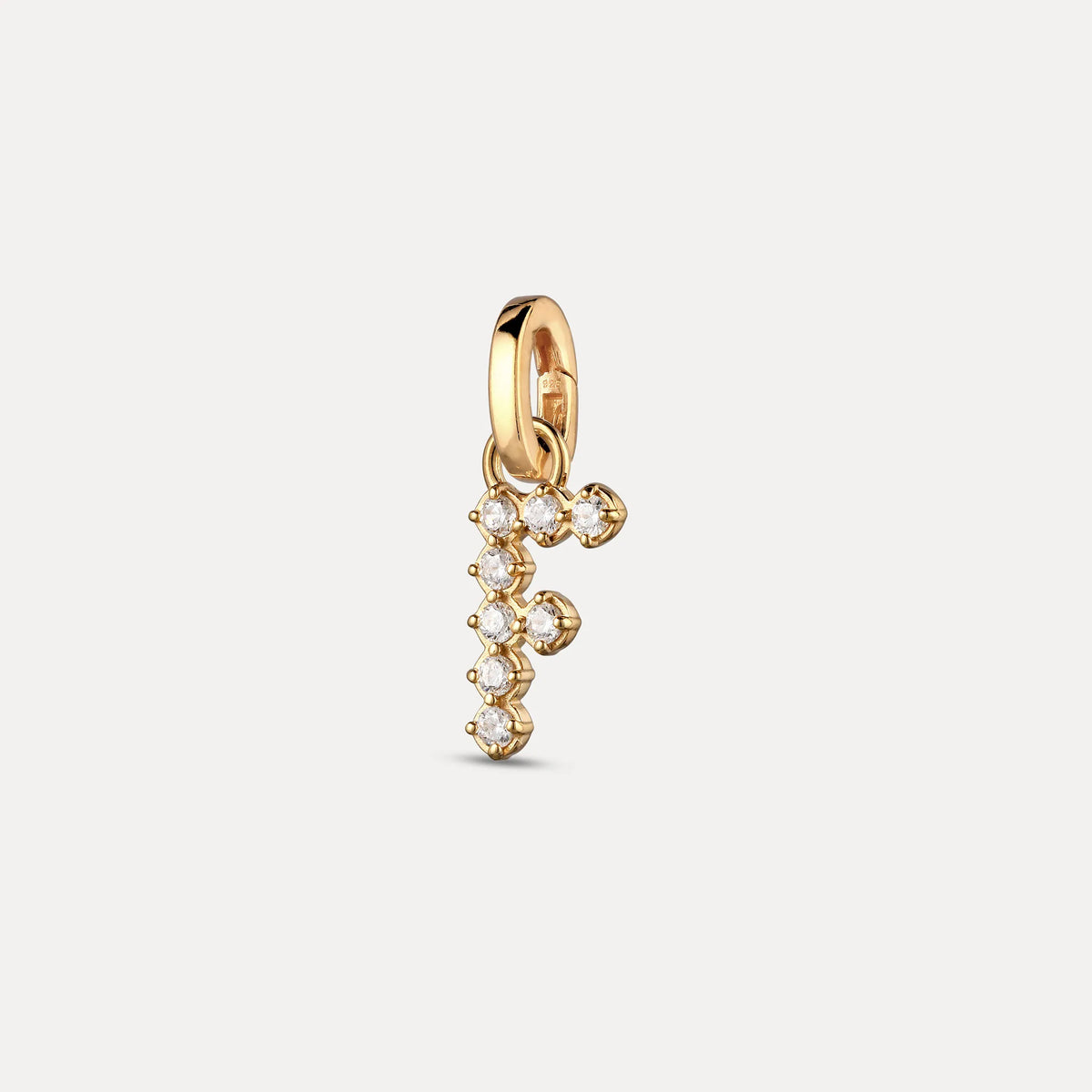 Zirconia Letter Pendant - F in 24k Gold Vermeil