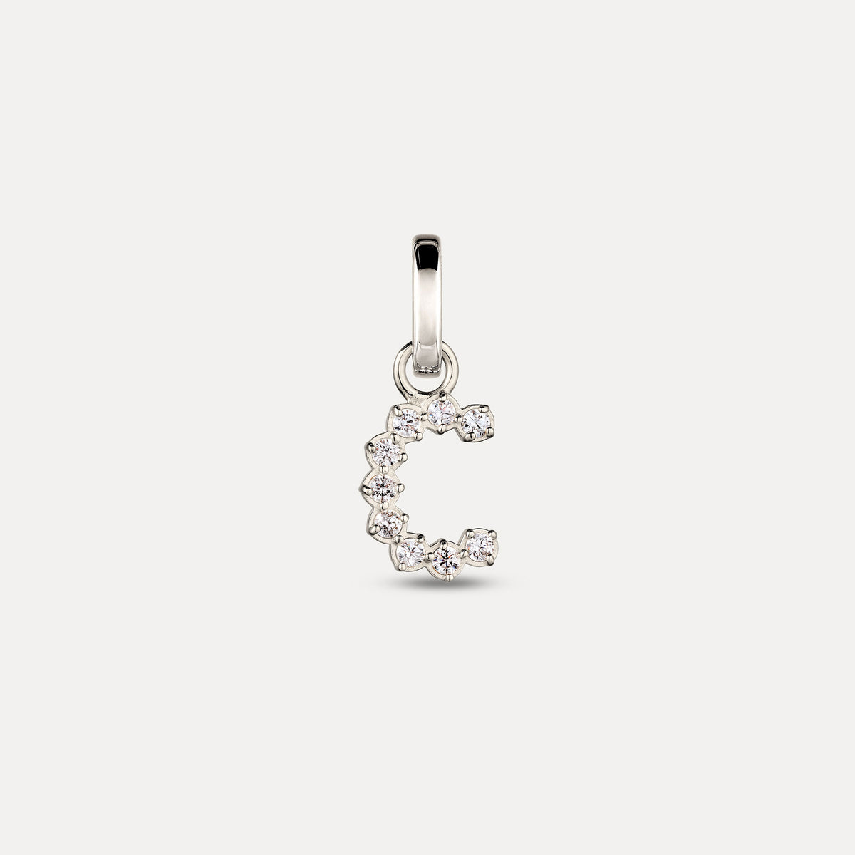 Zirconia Letter Pendant - C in 925 Silber