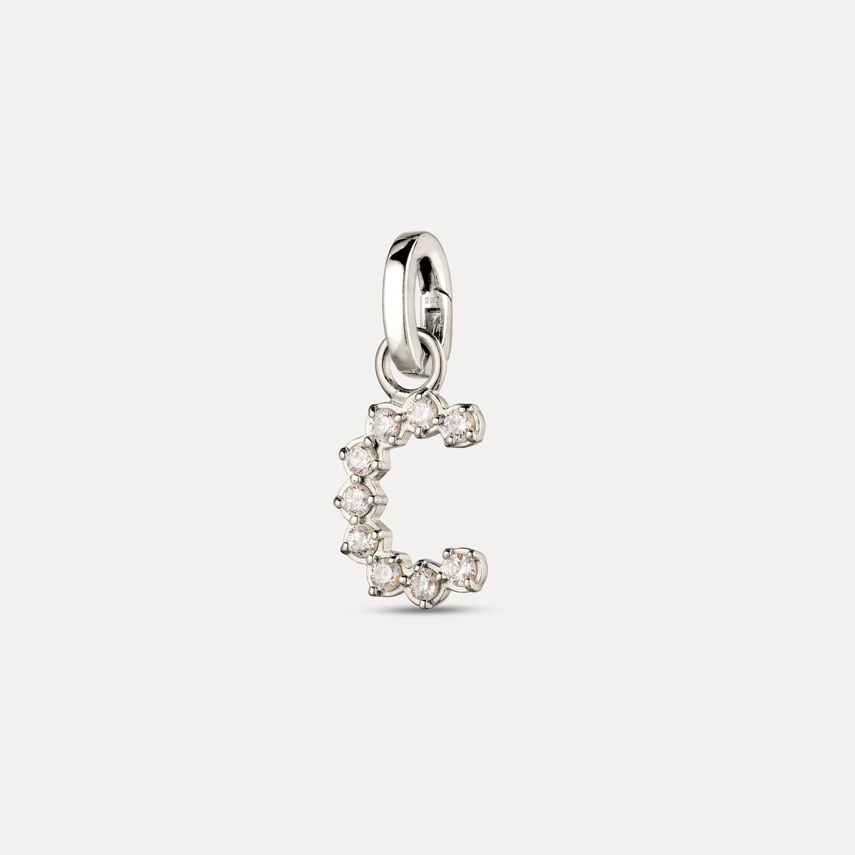 Zirconia Letter Pendant - C in 925 Silber
