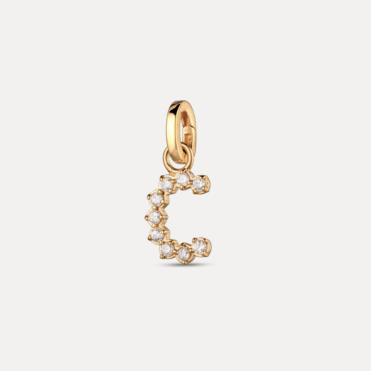 Zirconia Letter Pendant - C in 24k Gold Vermeil