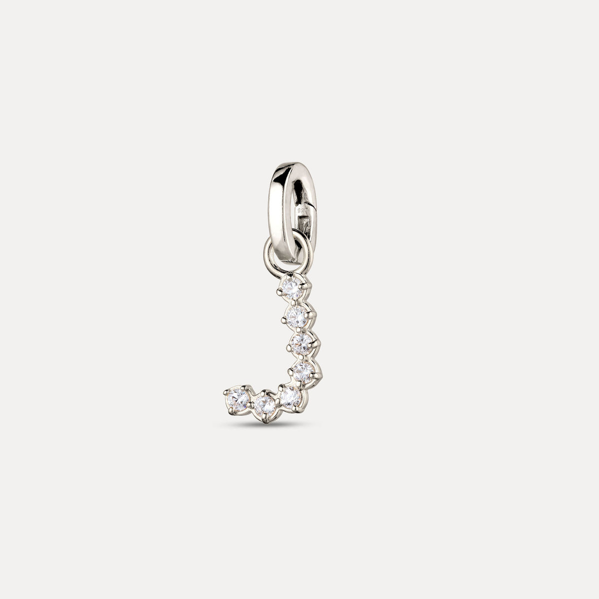Zirconia Letter Pendant - J in 925 Silber