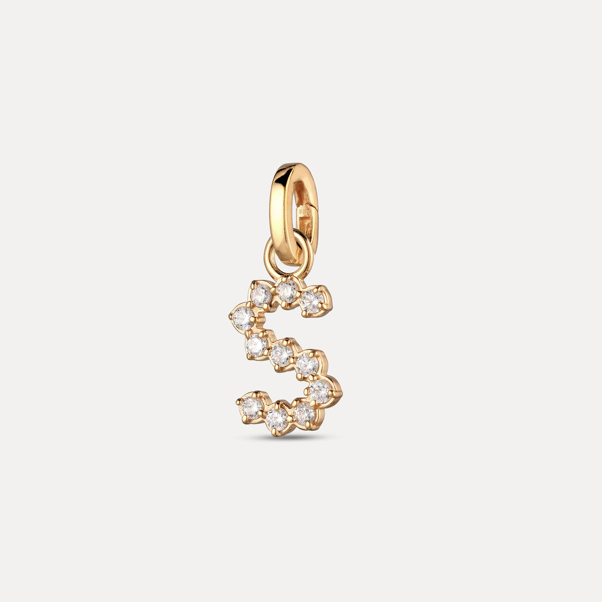 Zirconia Letter Pendant - S in 24k Gold Vermeil