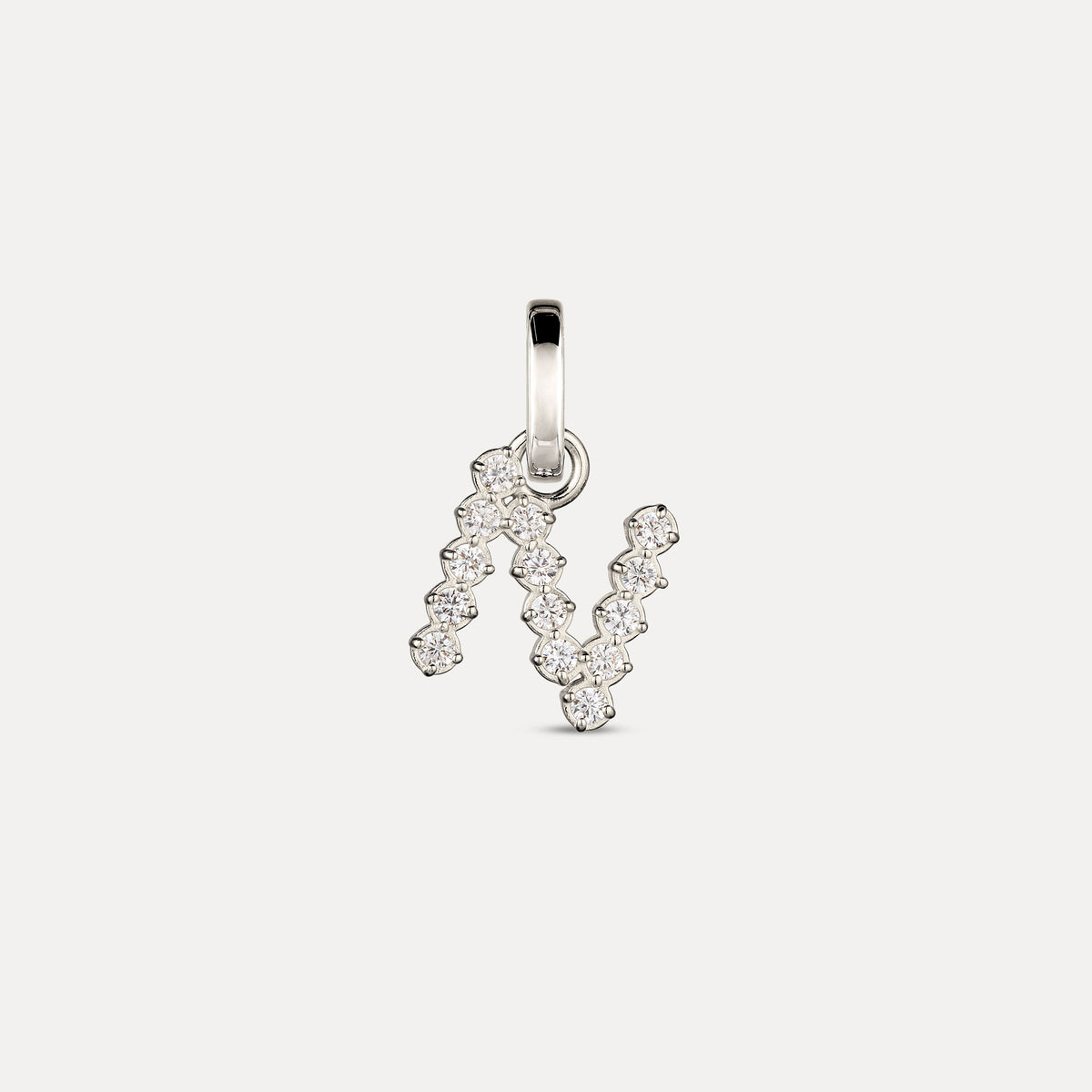 Zirconia Letter Pendant - N in 925 Silber