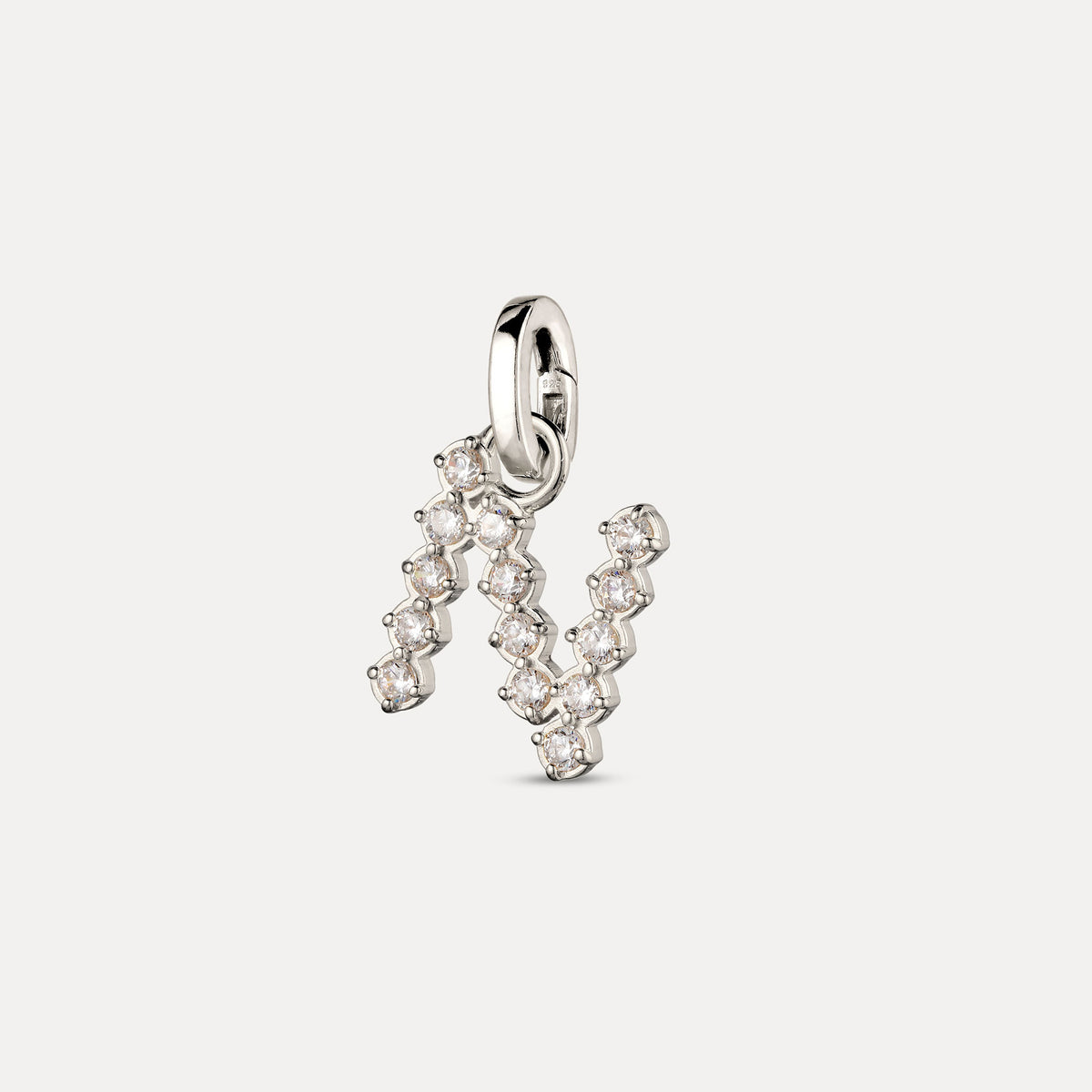 Zirconia Letter Pendant - N in 925 Silber