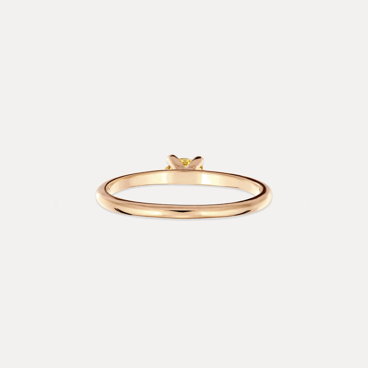 Gelber Citrin Solitär Ring - Rund | 585 Gold