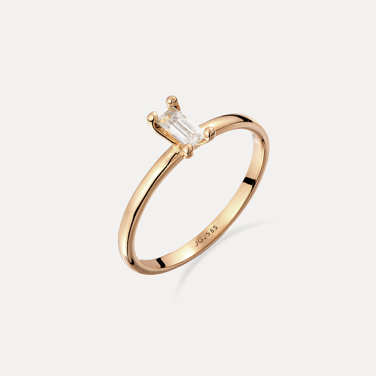 Weißer Beryll Solitär Ring - Baguette | 585 Gold
