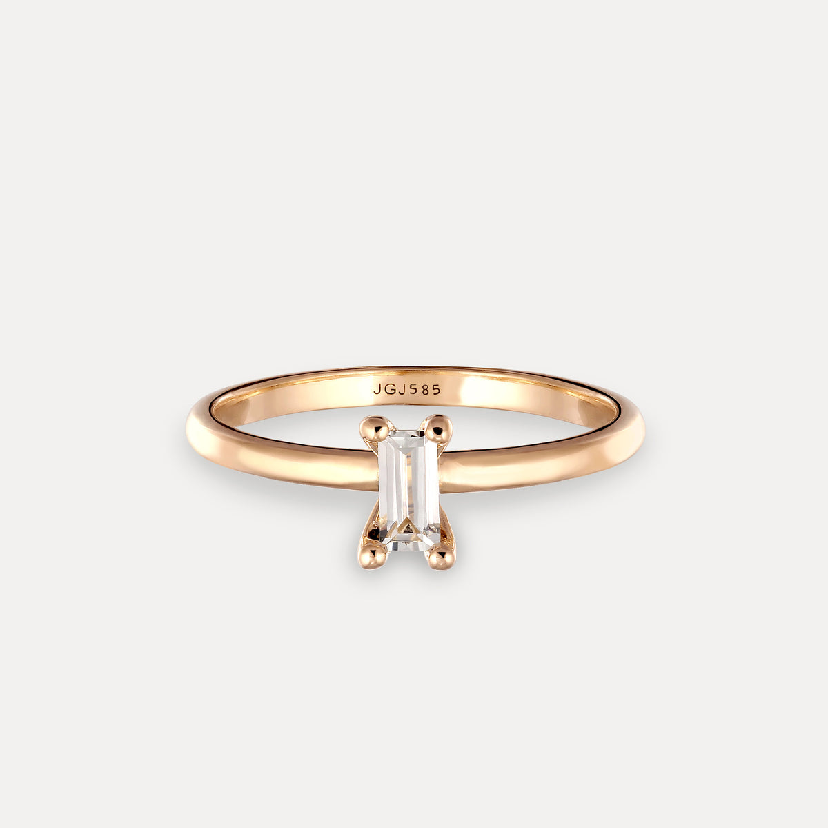Weißer Beryll Solitär Ring - Baguette | 585 Gold