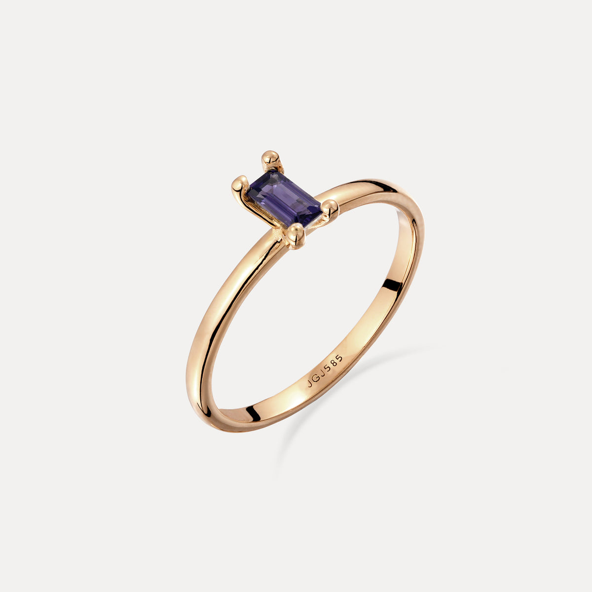 Lila Iolith Solitär Ring - Baguette | 585 Gold