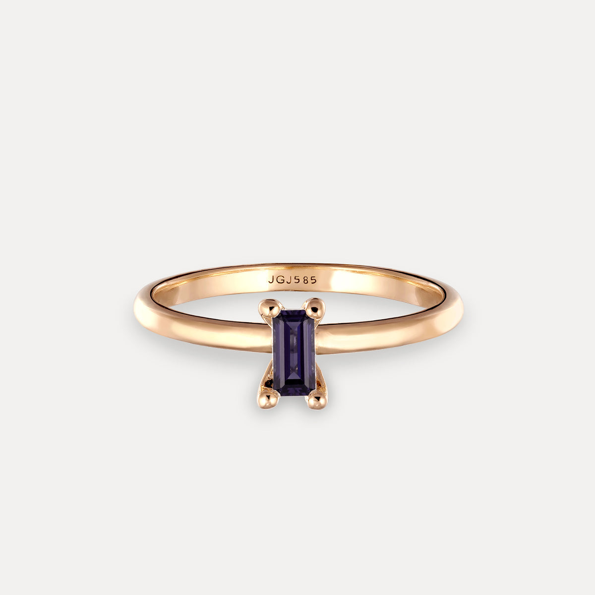 Lila Iolith Solitär Ring - Baguette | 585 Gold