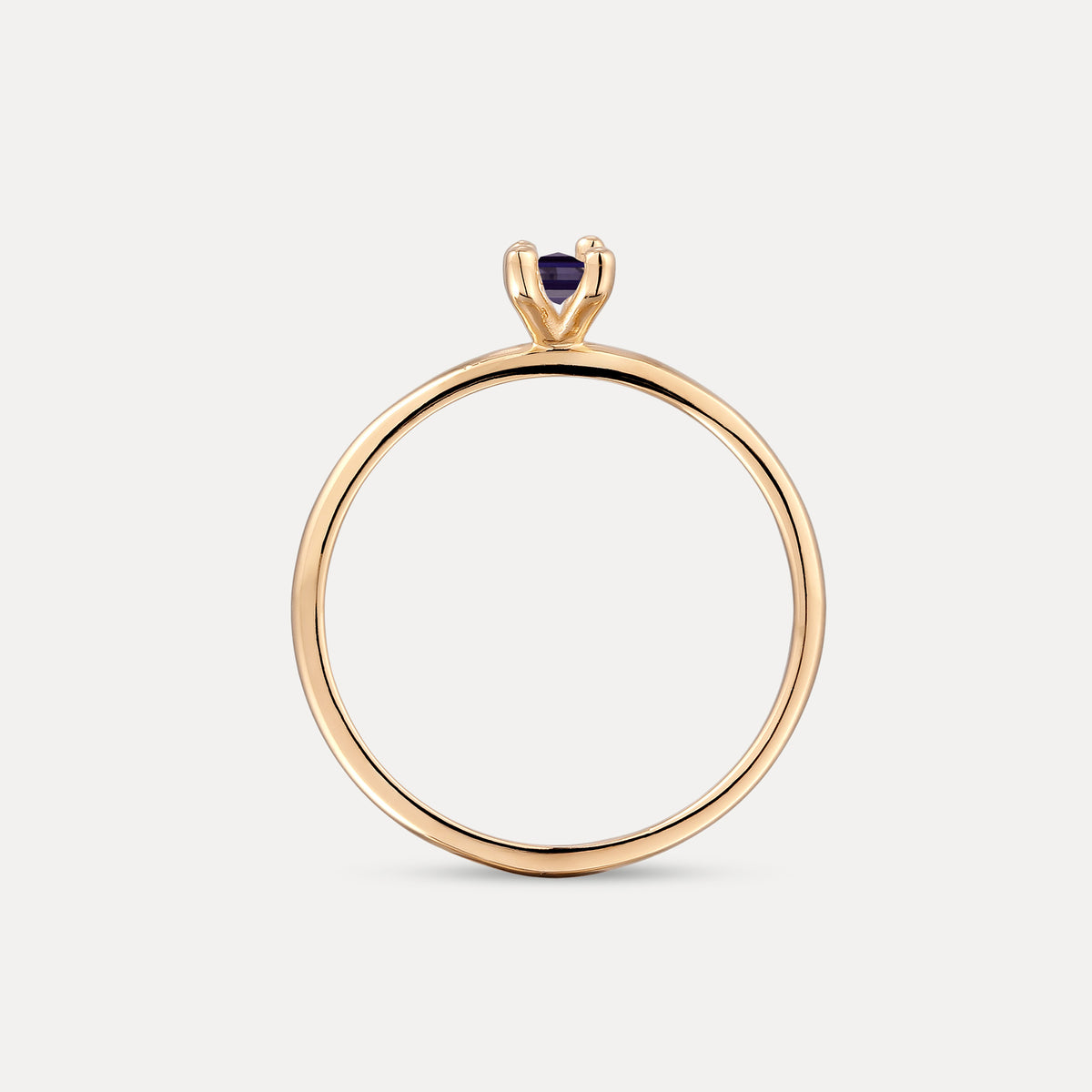Lila Iolith Solitär Ring - Baguette | 585 Gold