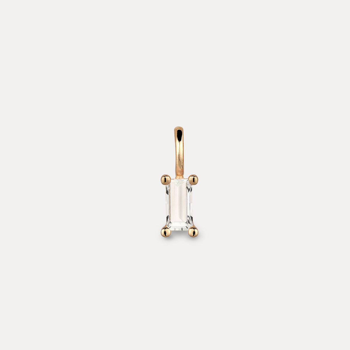 Weißer Beryll Anhänger - Baguette | 585 Gold