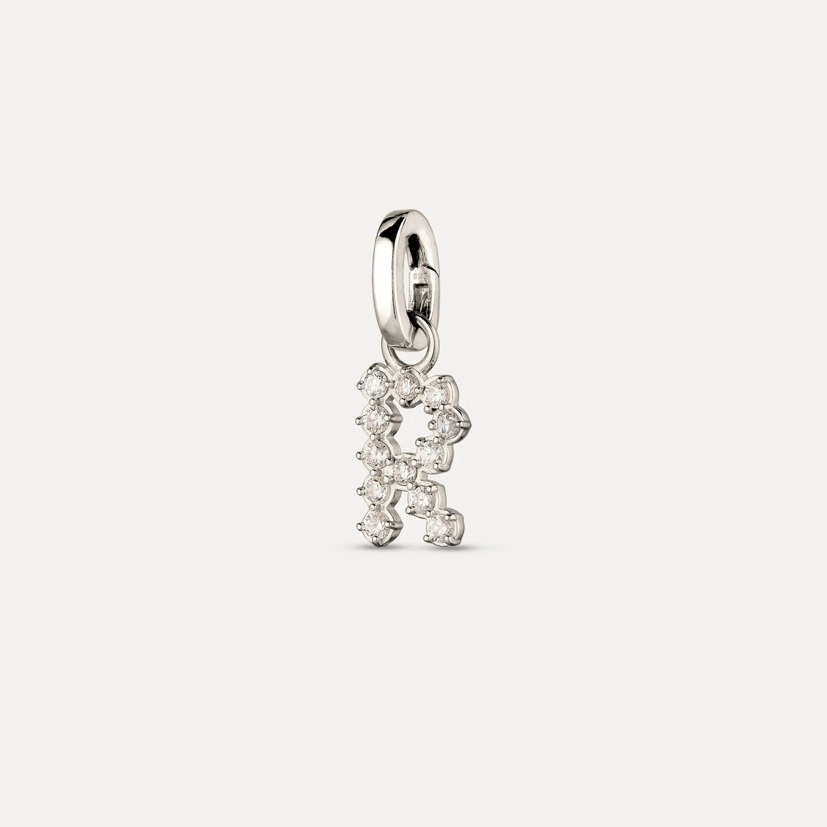 Zirconia Letter Pendant - R in 925 Silber