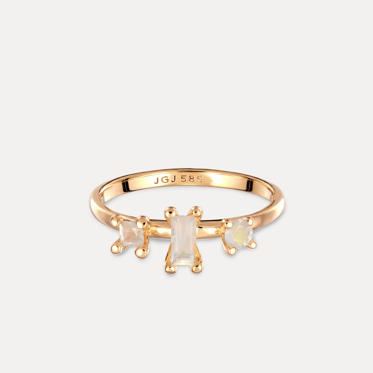 Trinity Weißer Mondstein Ring | 585 Gold