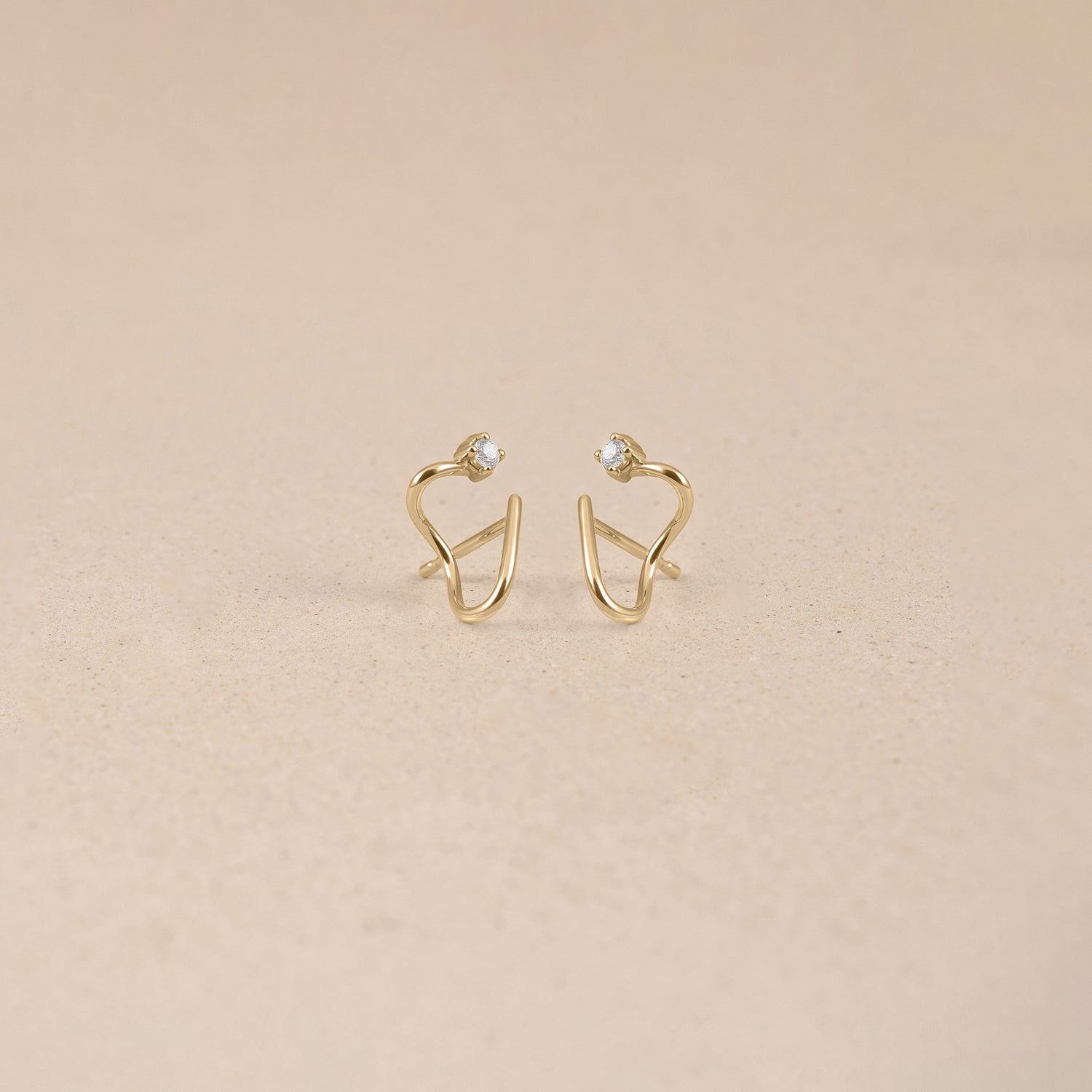 Diamond Double Huggies | 14k Gold