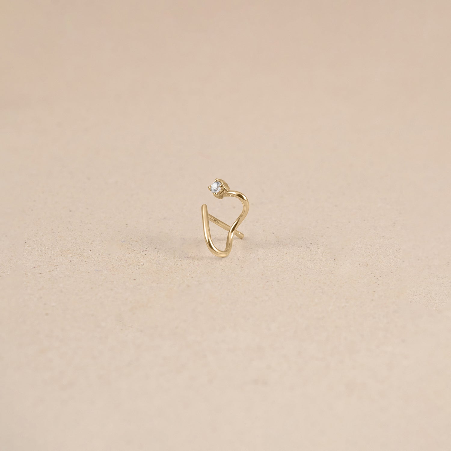 Diamond Double Huggies - Single | 14k Gold