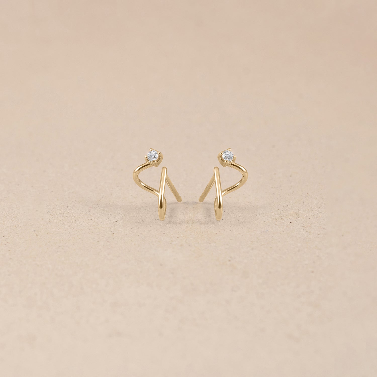 Diamond Double Huggies | 14k Gold