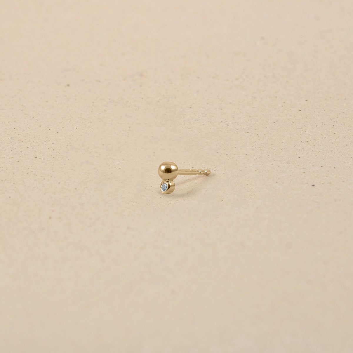 Aquamarine Two Dots Ohrstecker - Single | 14k Gold