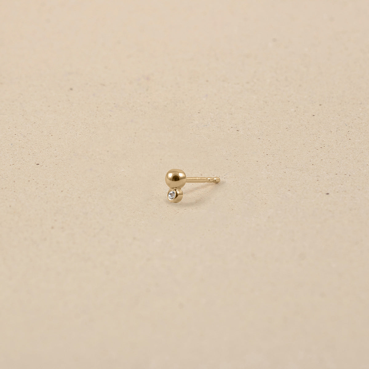 White Sapphire Two Dots Stud Earrings - Single | 14k Gold