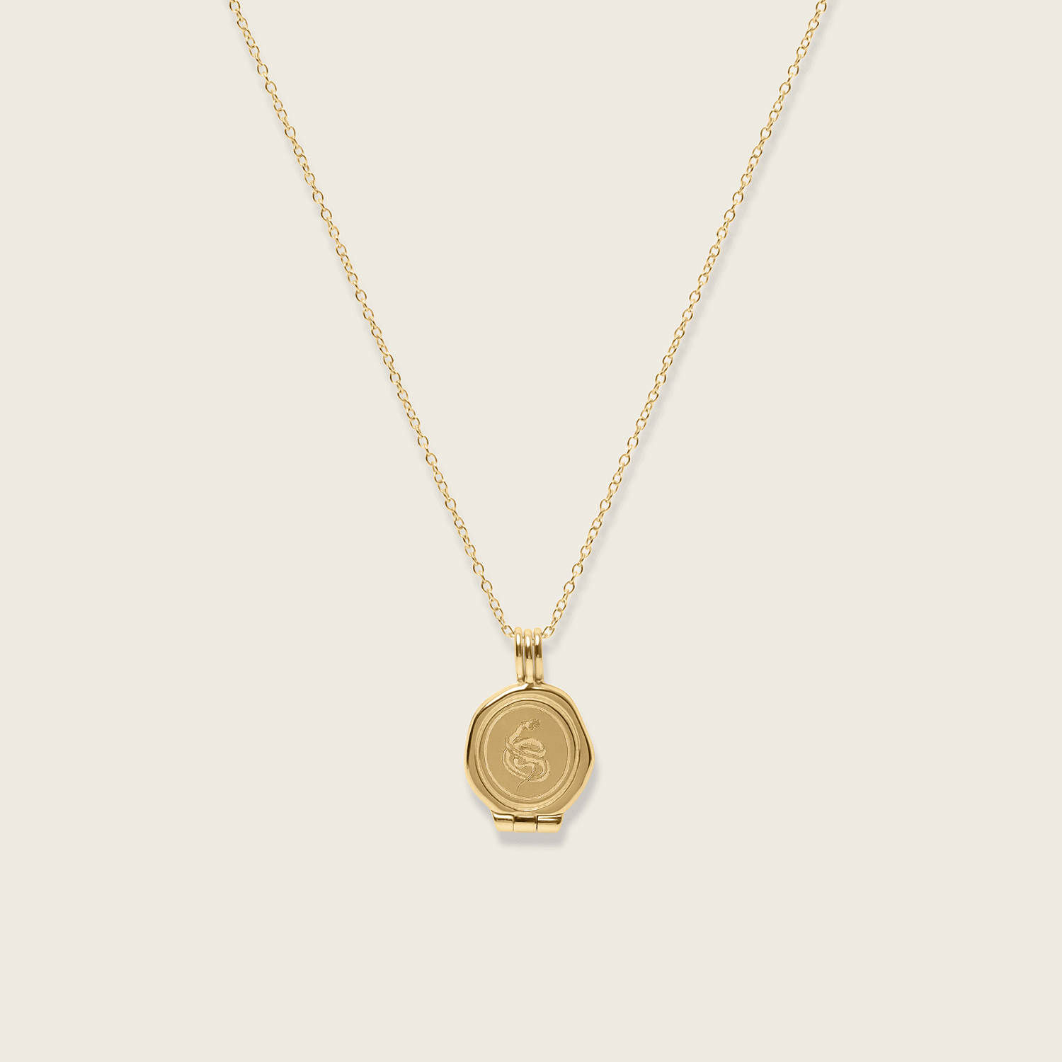 Ad Astra Seal Locket Necklace | 14k Gold