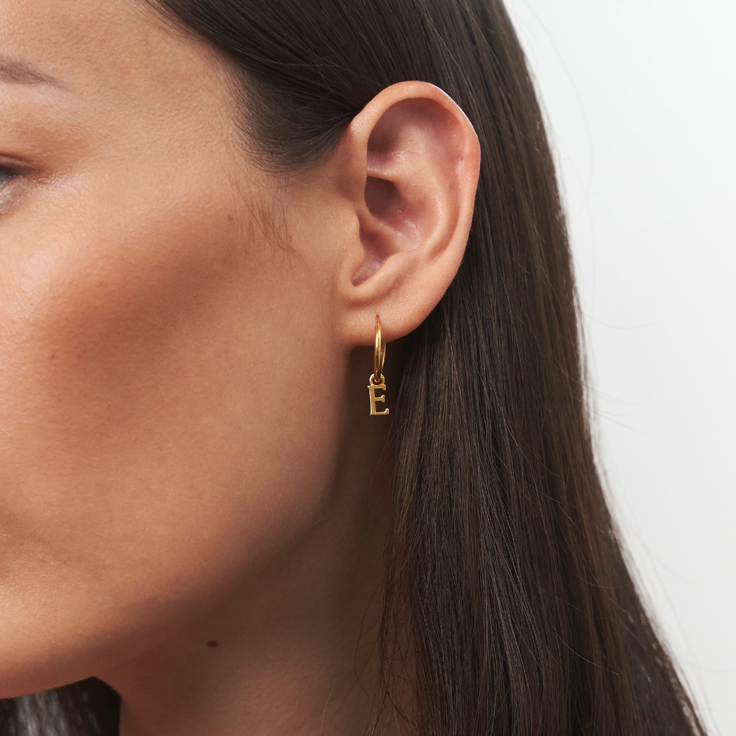 Mini Initial Hoops Small 14k Solid Gold - Single