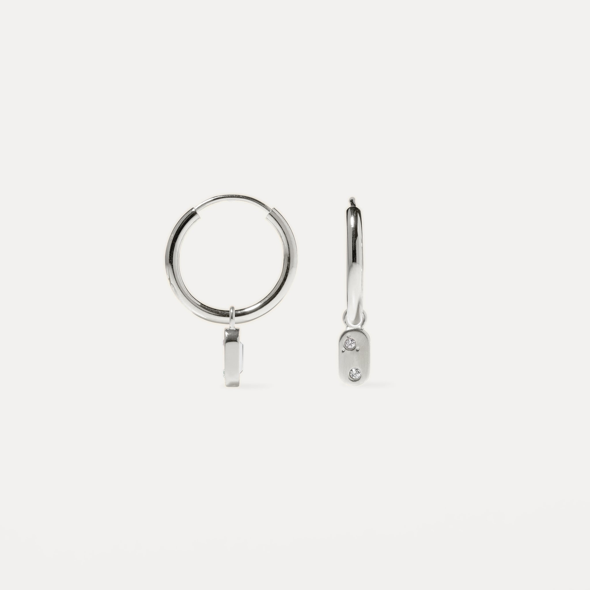 White Crystals Unique Hoop Earrings