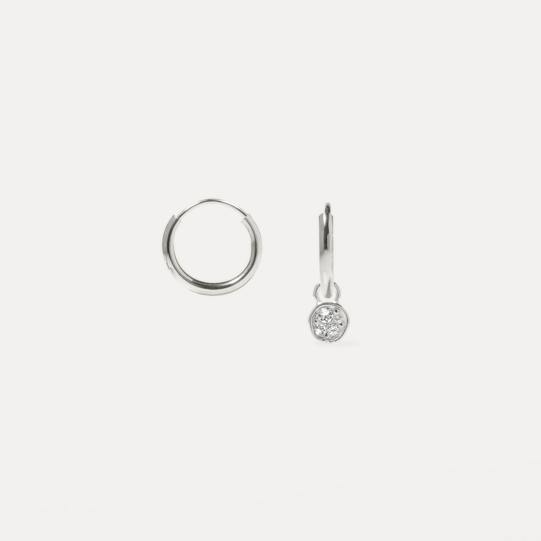 White Crystals Belong Pavé Hoop Earrings