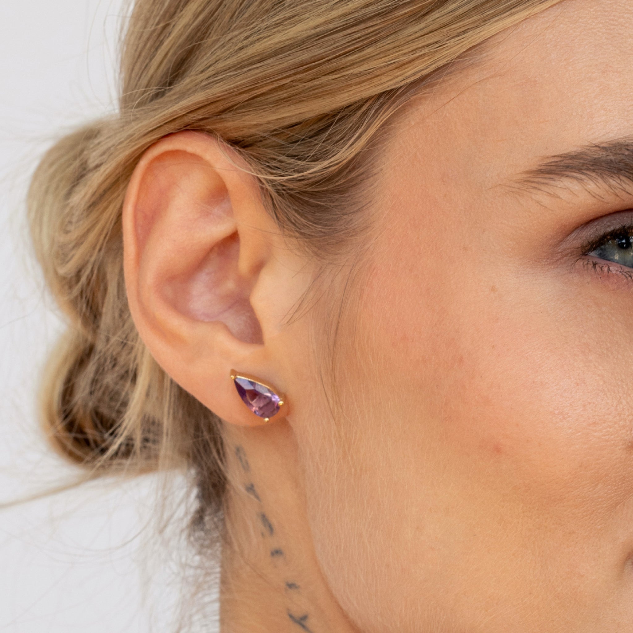 Amethyst Balance Drop Stud Earring - Single
