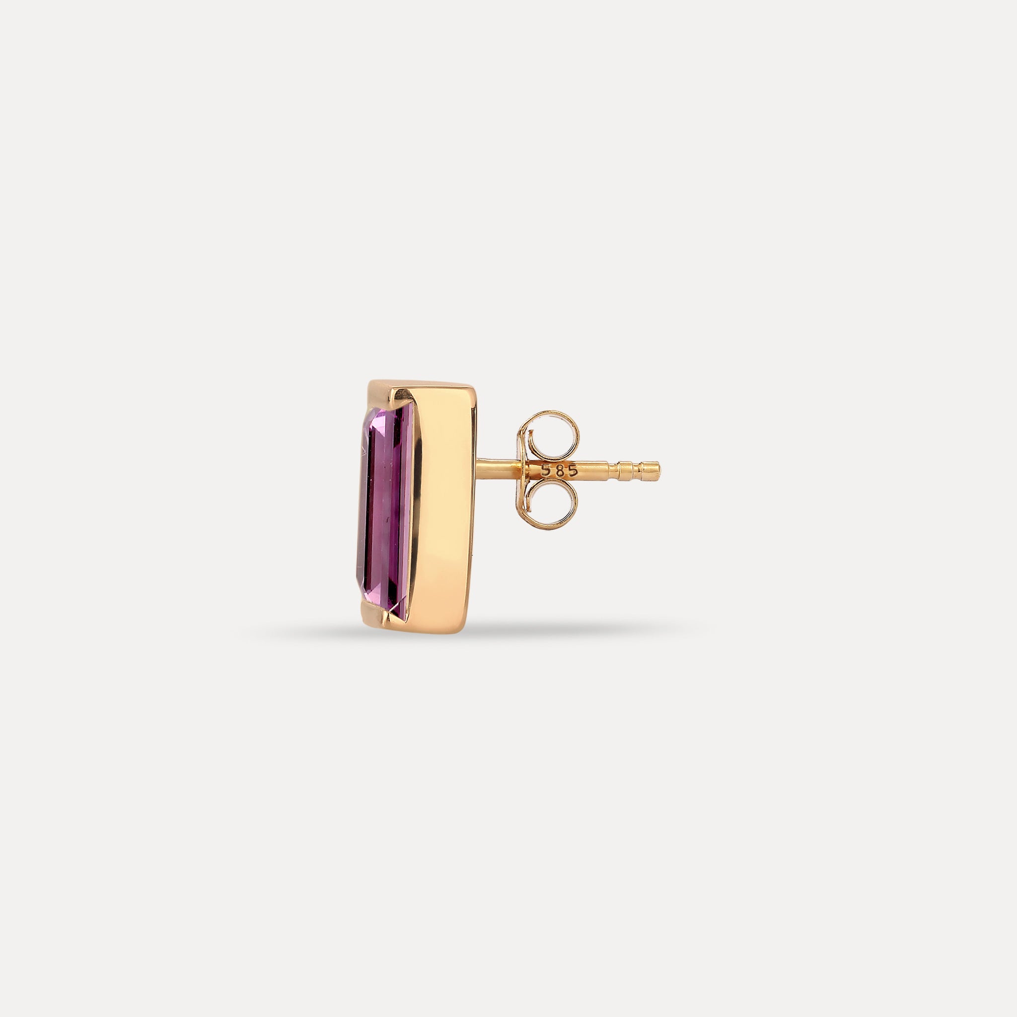 Amethyst Balance Baguette Stud Earring - Single | 14K Gold
