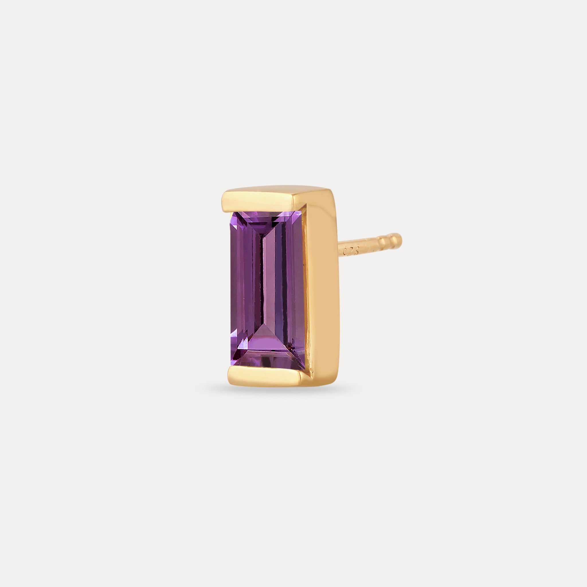 Amethyst Balance Baguette Stud Earring - Single