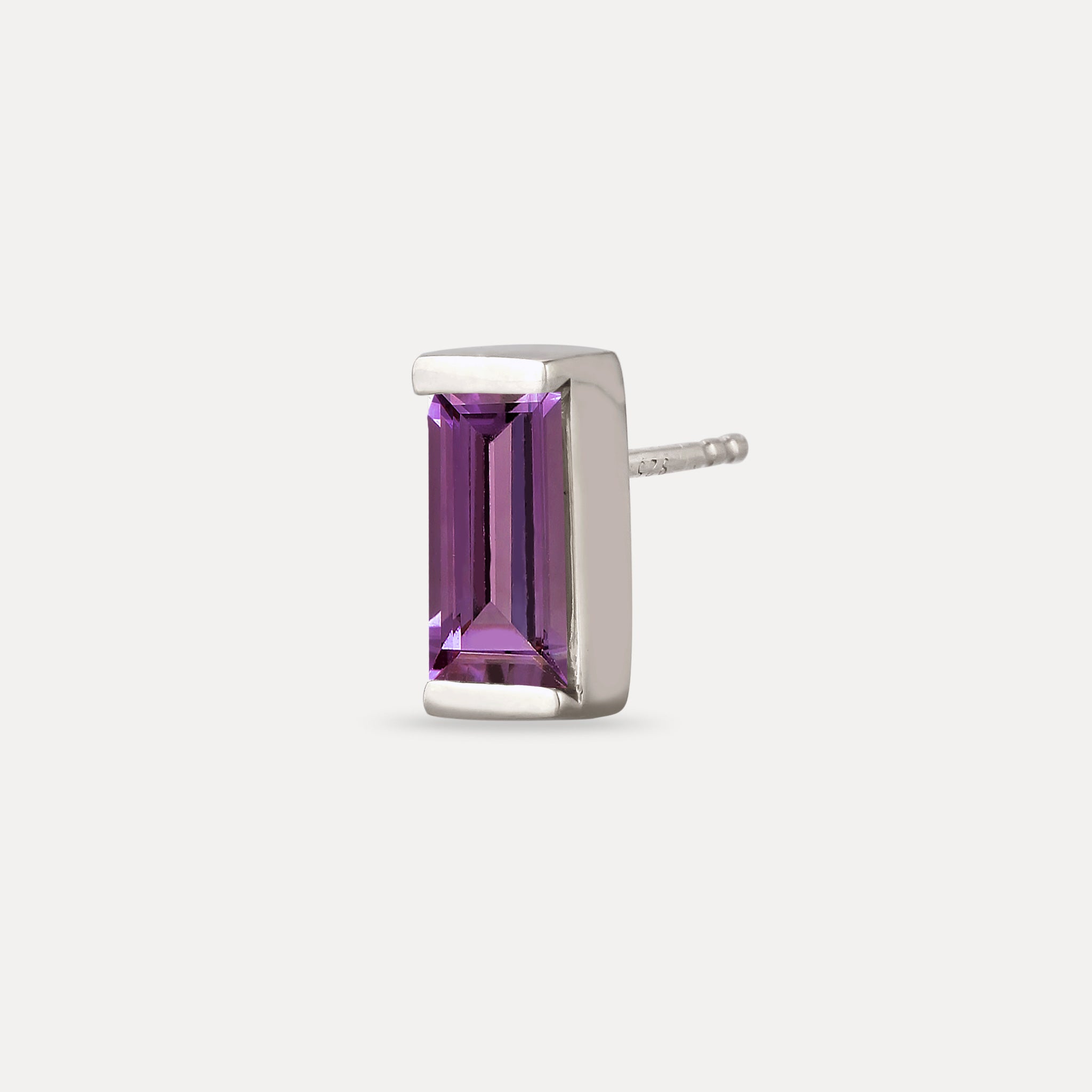 Amethyst Balance Baguette Stud Earring - Single