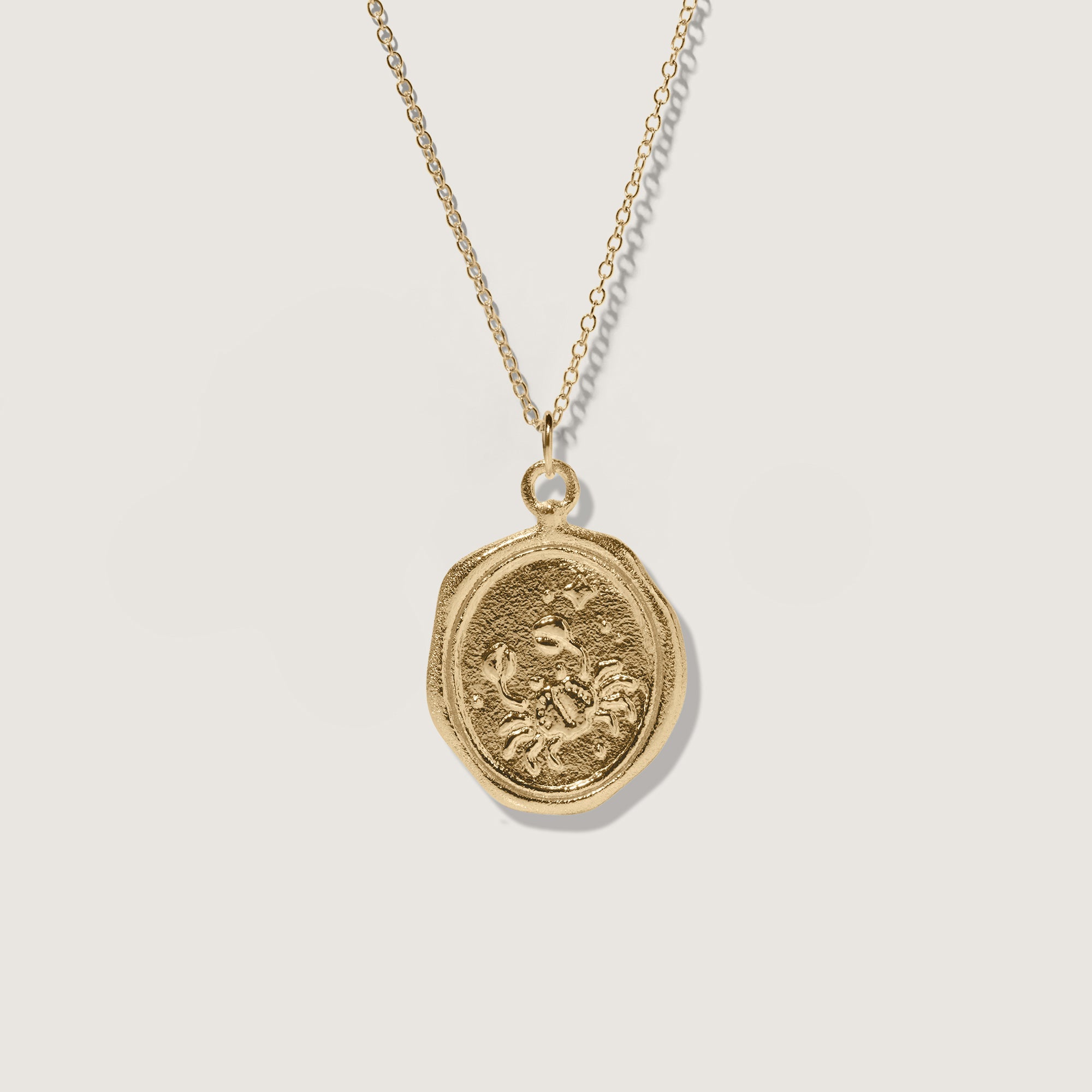Zodiac Seal Necklace 14k Solid Gold
