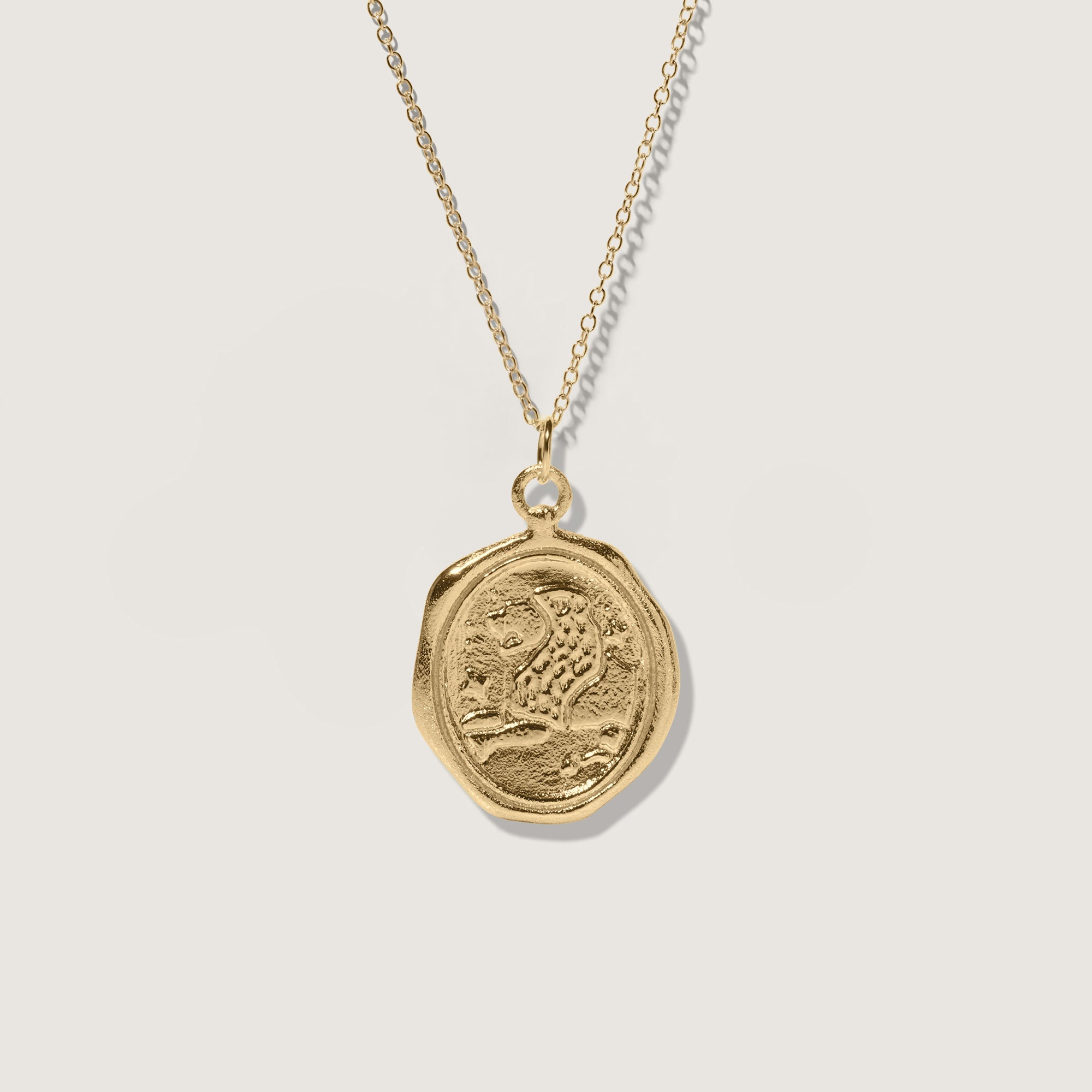 Zodiac Seal Necklace 14k Solid Gold