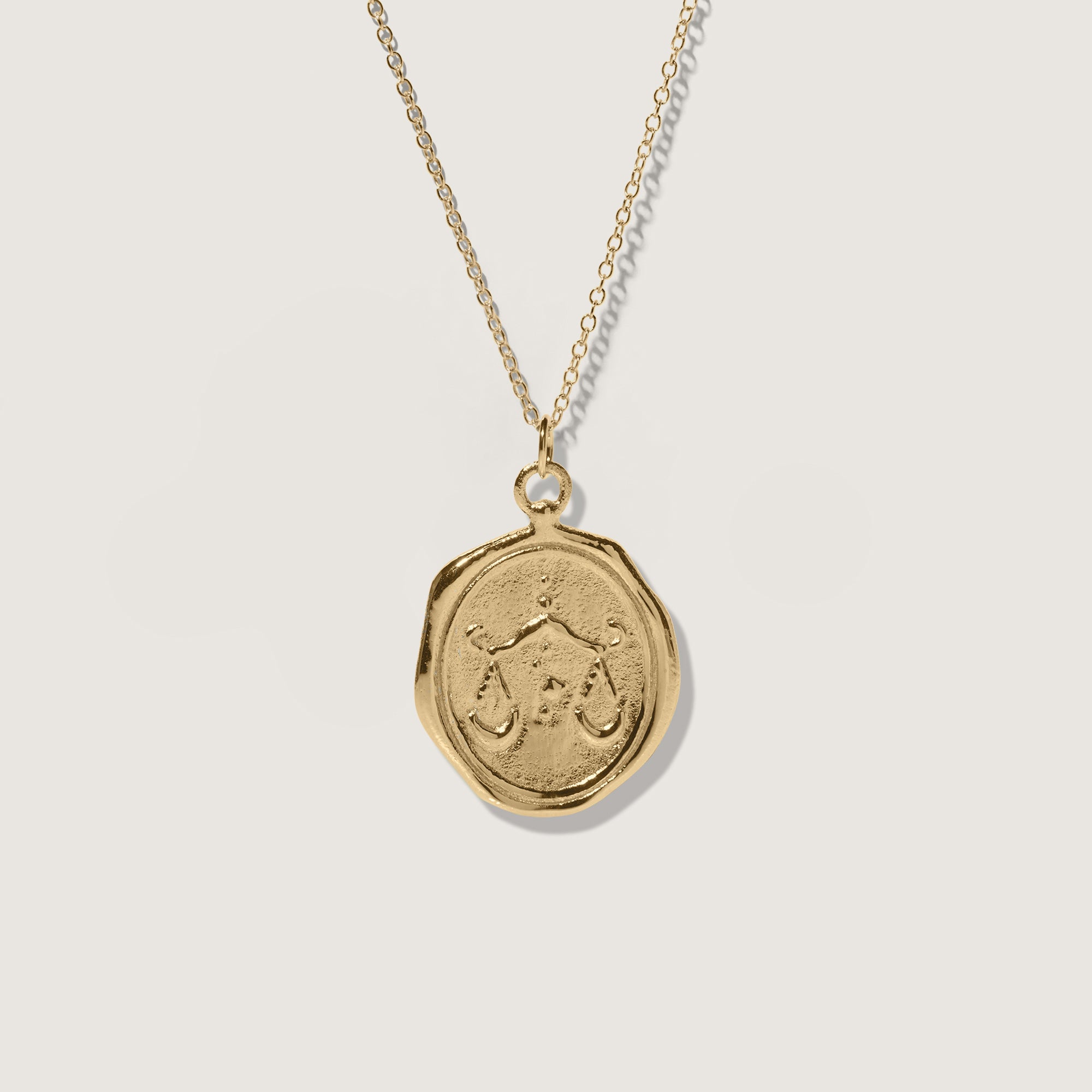Zodiac Seal Necklace 14k Solid Gold