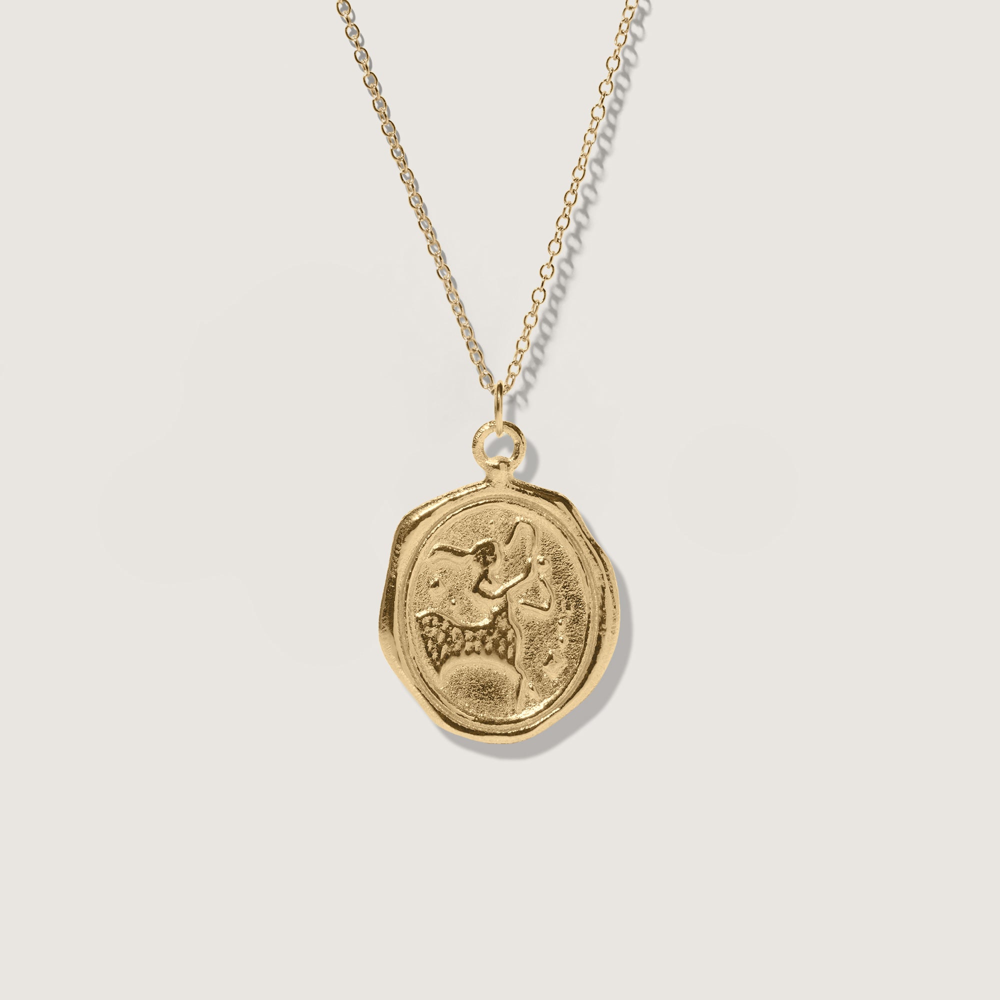 Zodiac Seal Necklace 14k Solid Gold