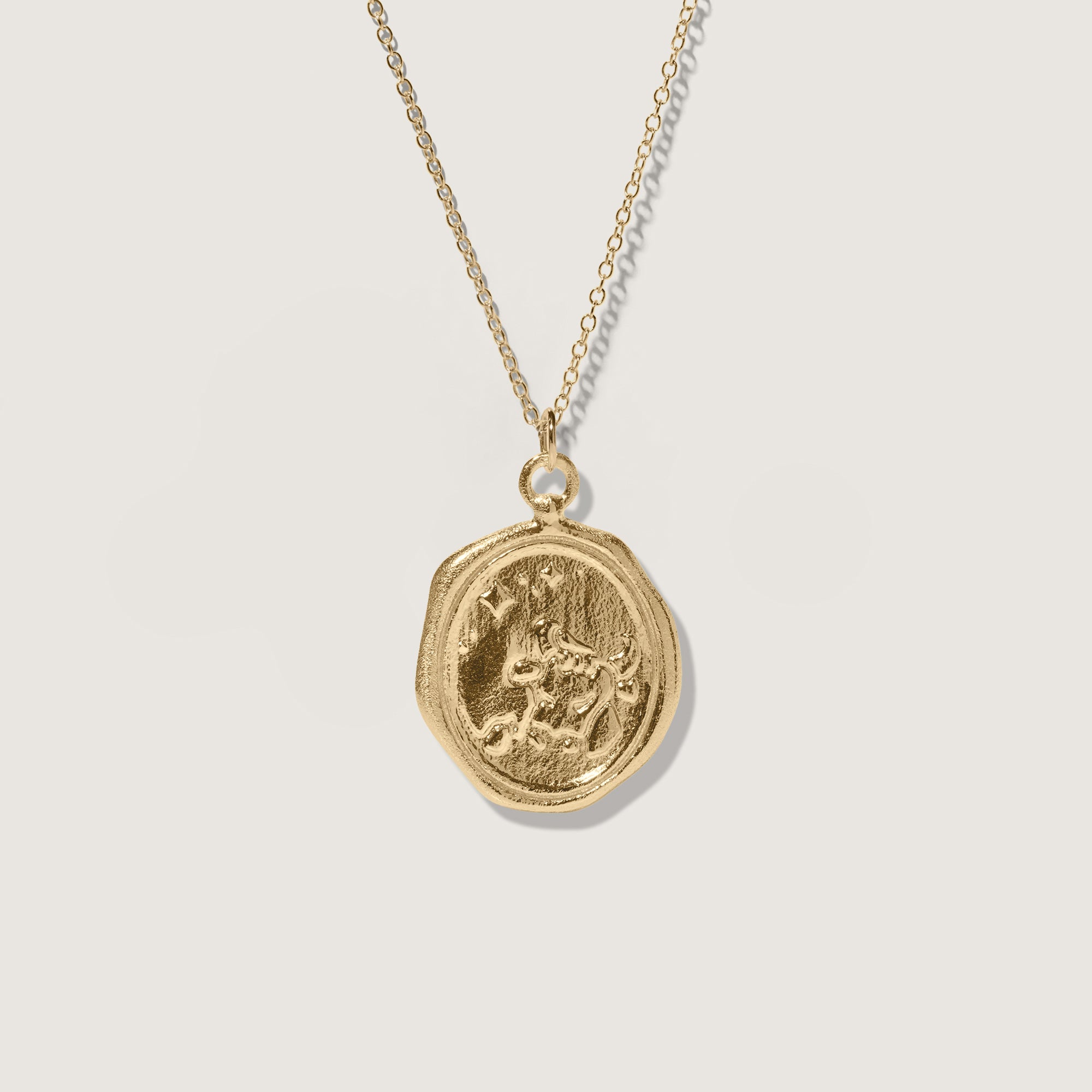 Zodiac Seal Necklace 14k Solid Gold