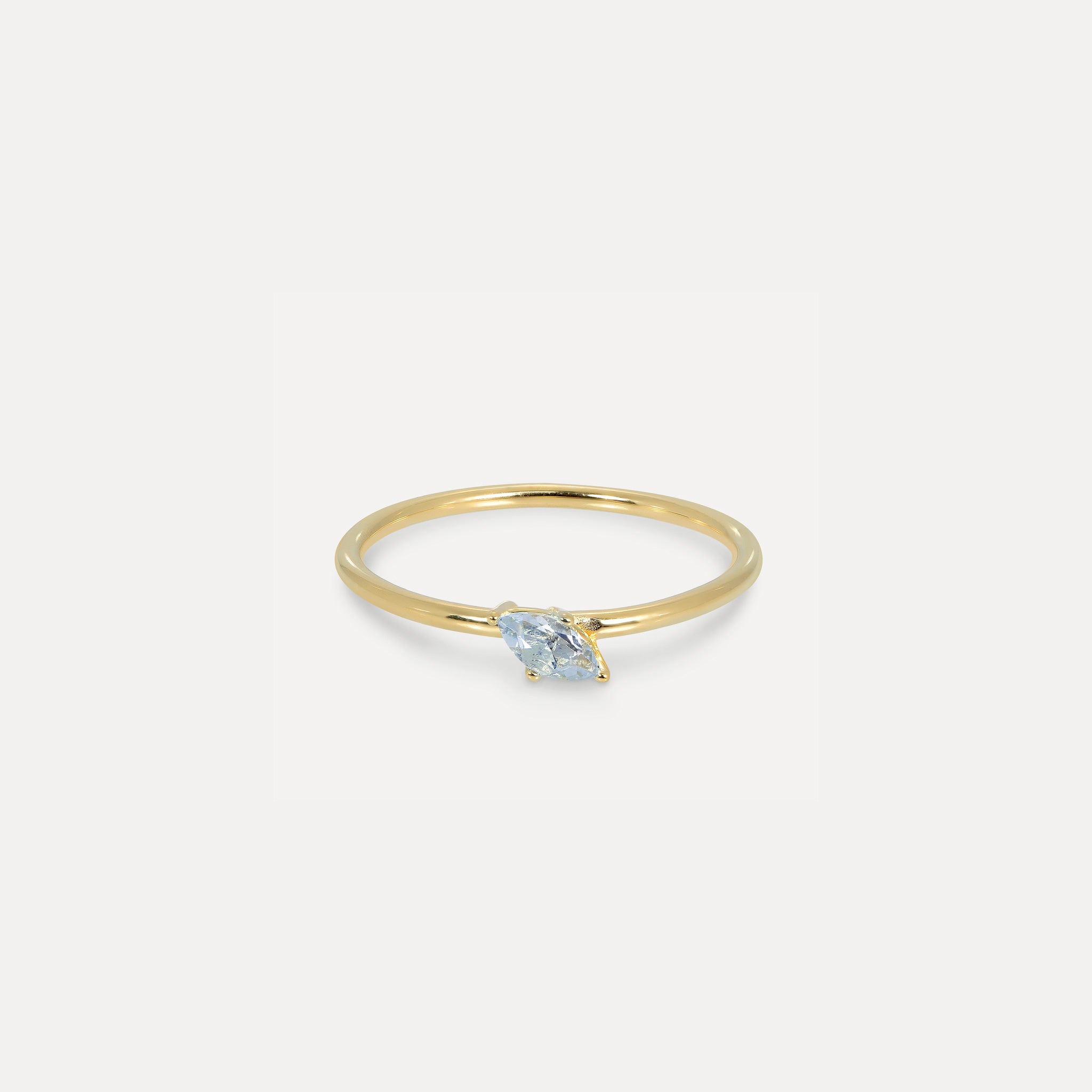 Aquamarine Navette Solitaire Ring | 14k Gold