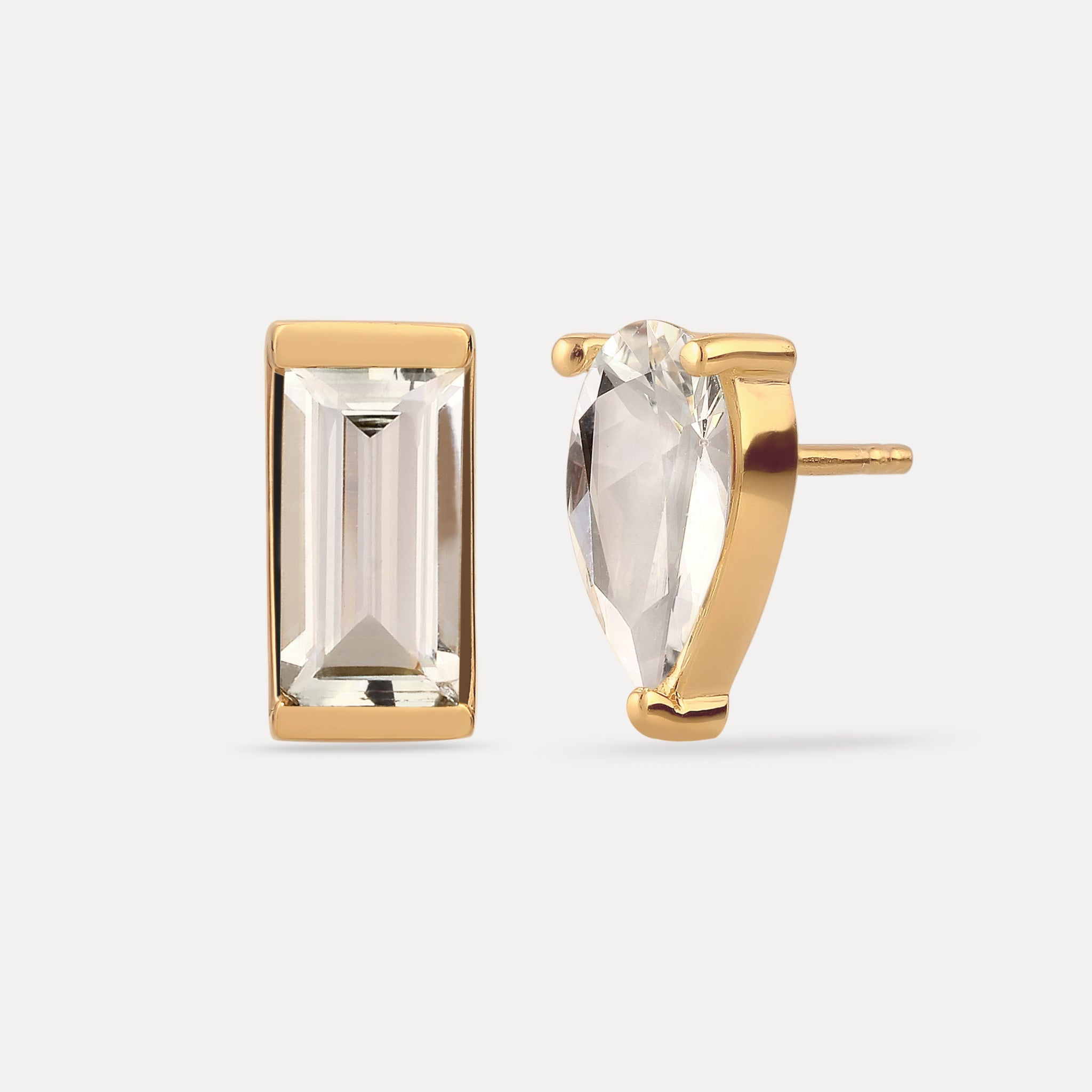 White Beryll Balance Stud Earrings