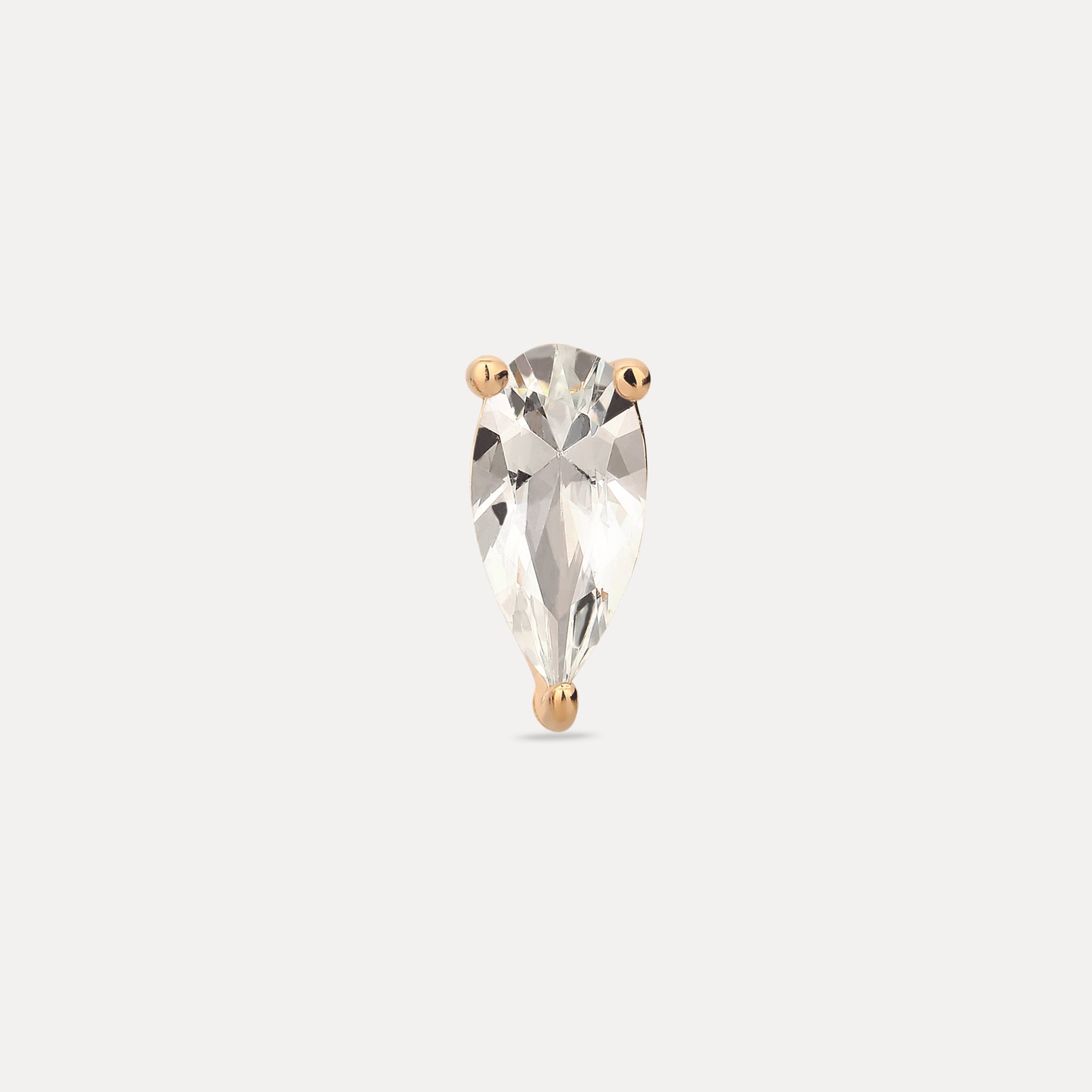 White Beryll Balance Drop Stud Earrings - Single | 14k Gold