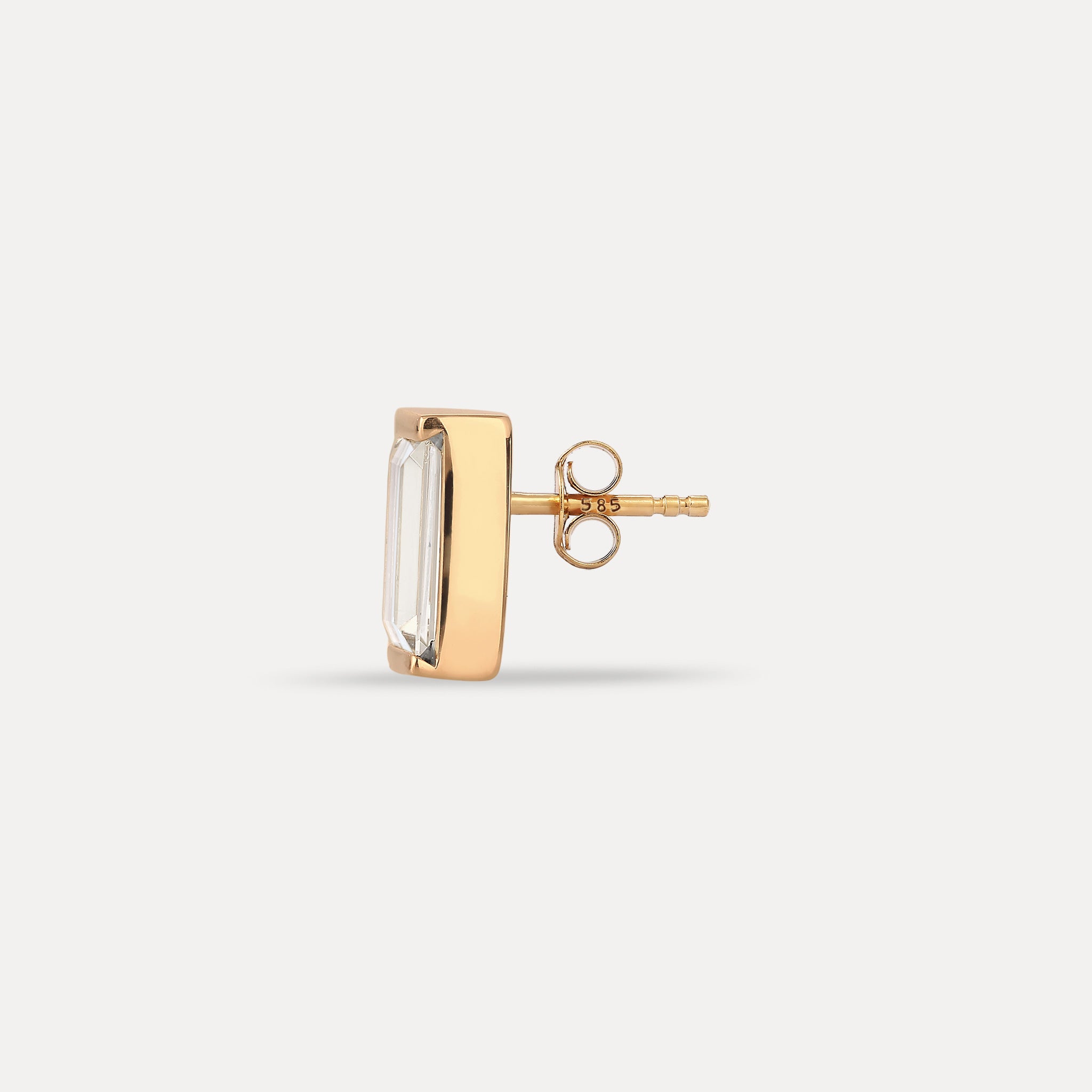 Beryl Balance Baguette Stud Earring - Single | 14K Gold