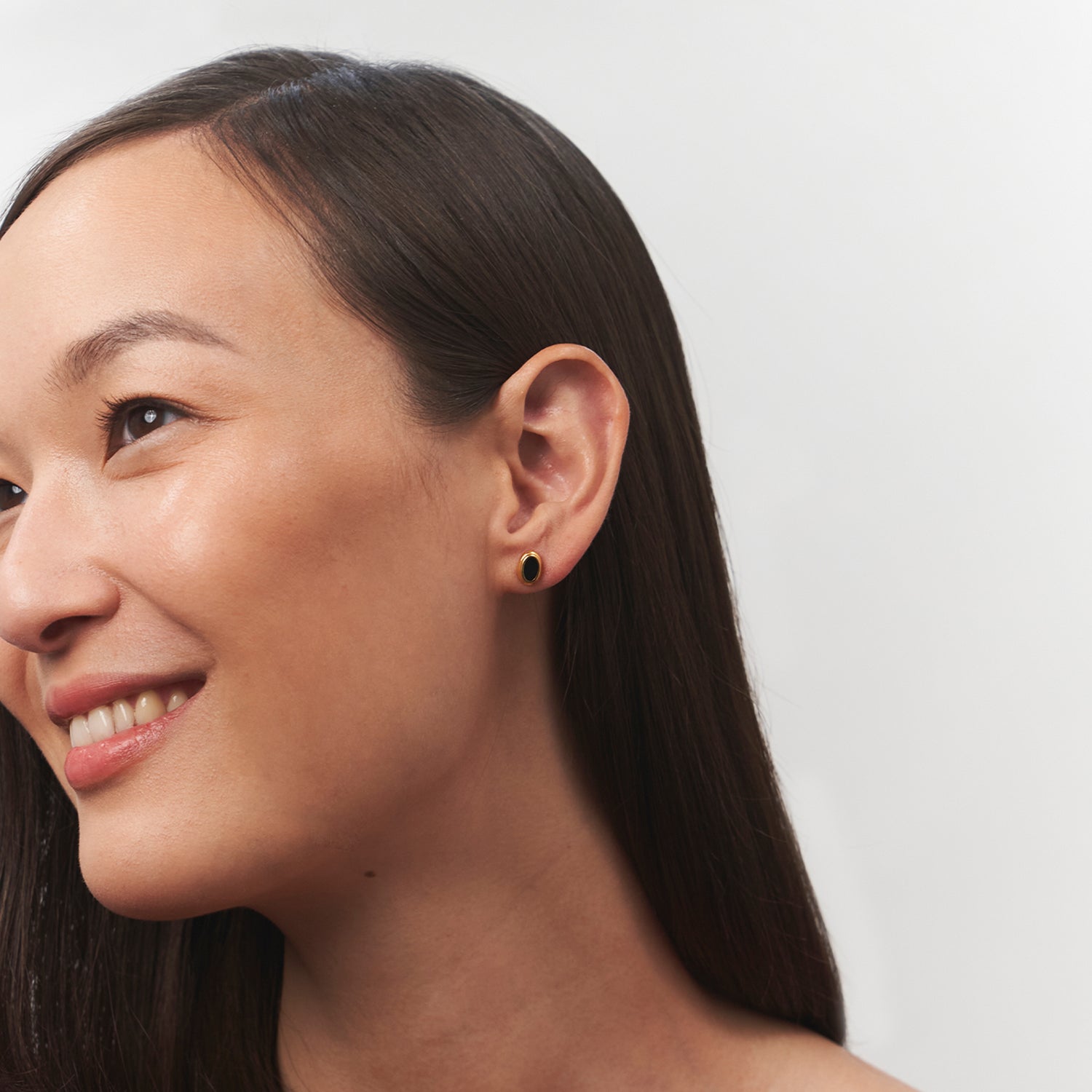 Black Enamel Stud Earrings