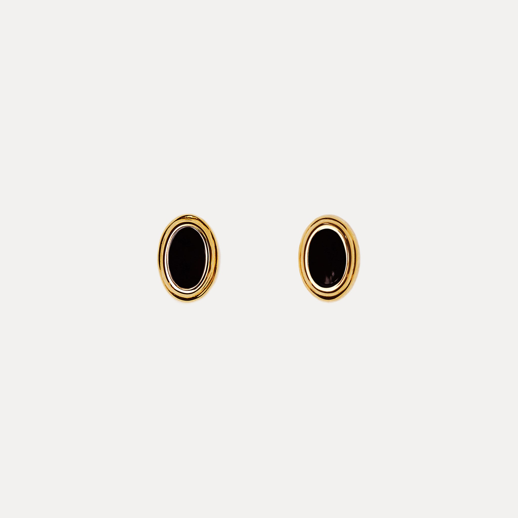 Black Enamel Stud Earrings
