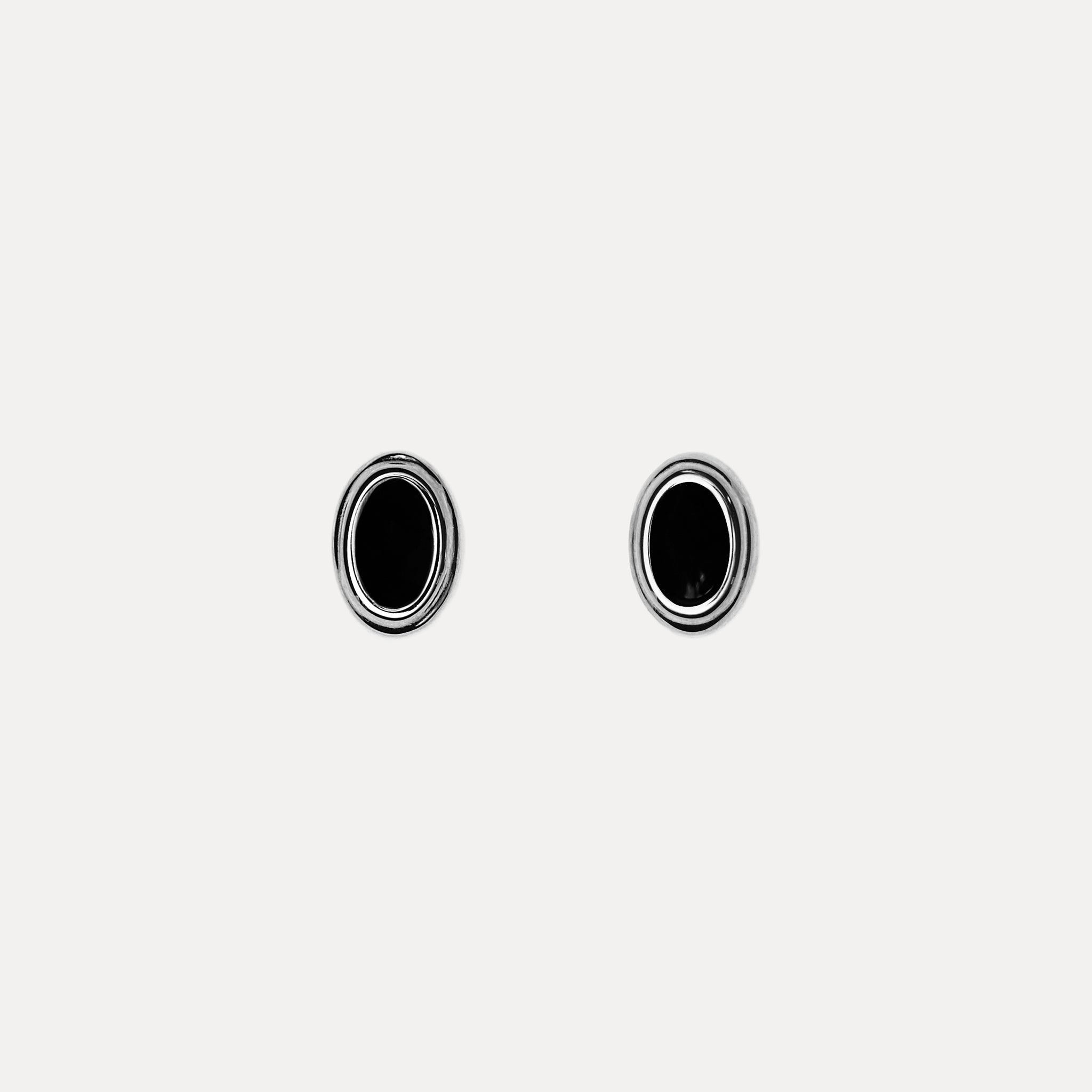 Black Enamel Stud Earrings