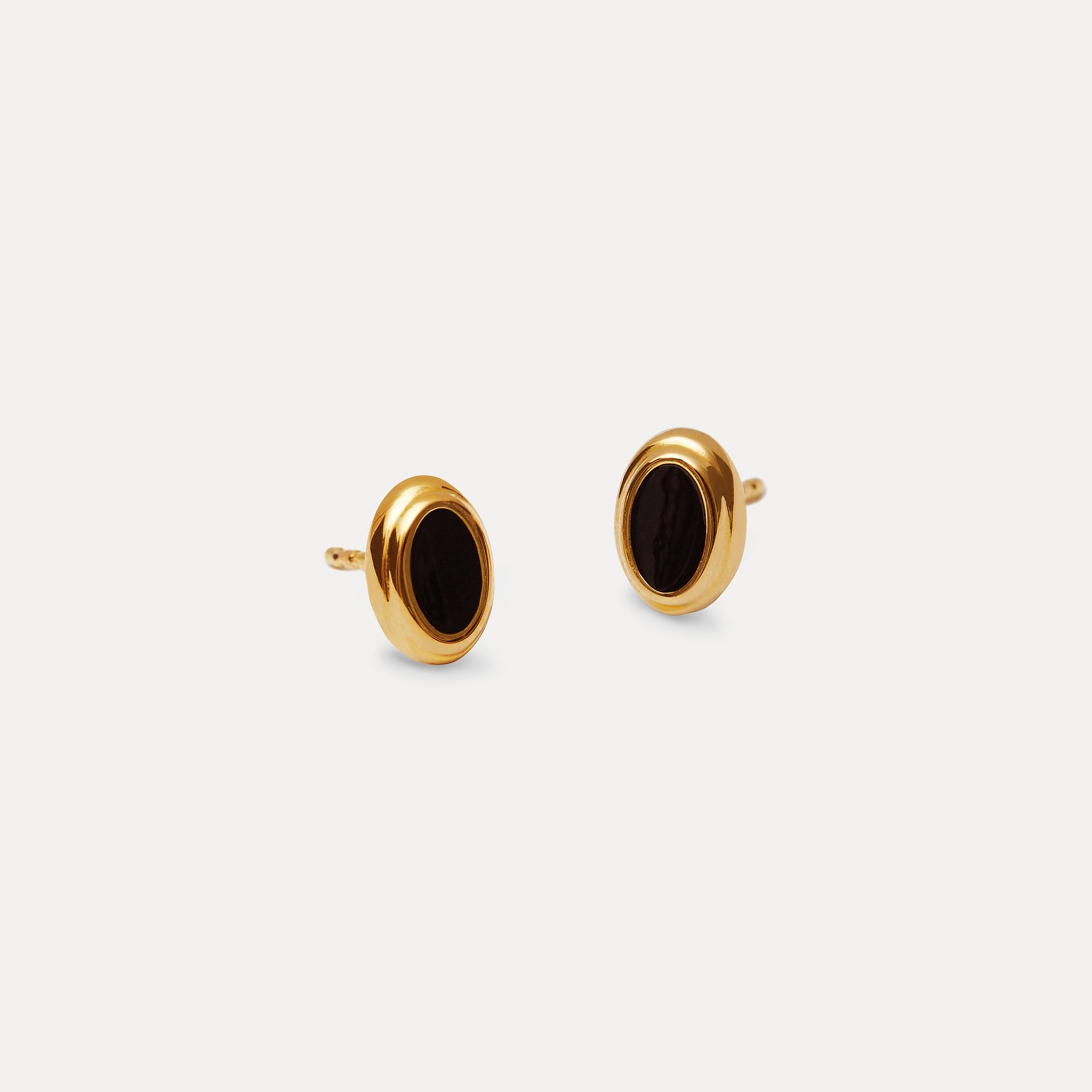 Black Enamel Stud Earrings