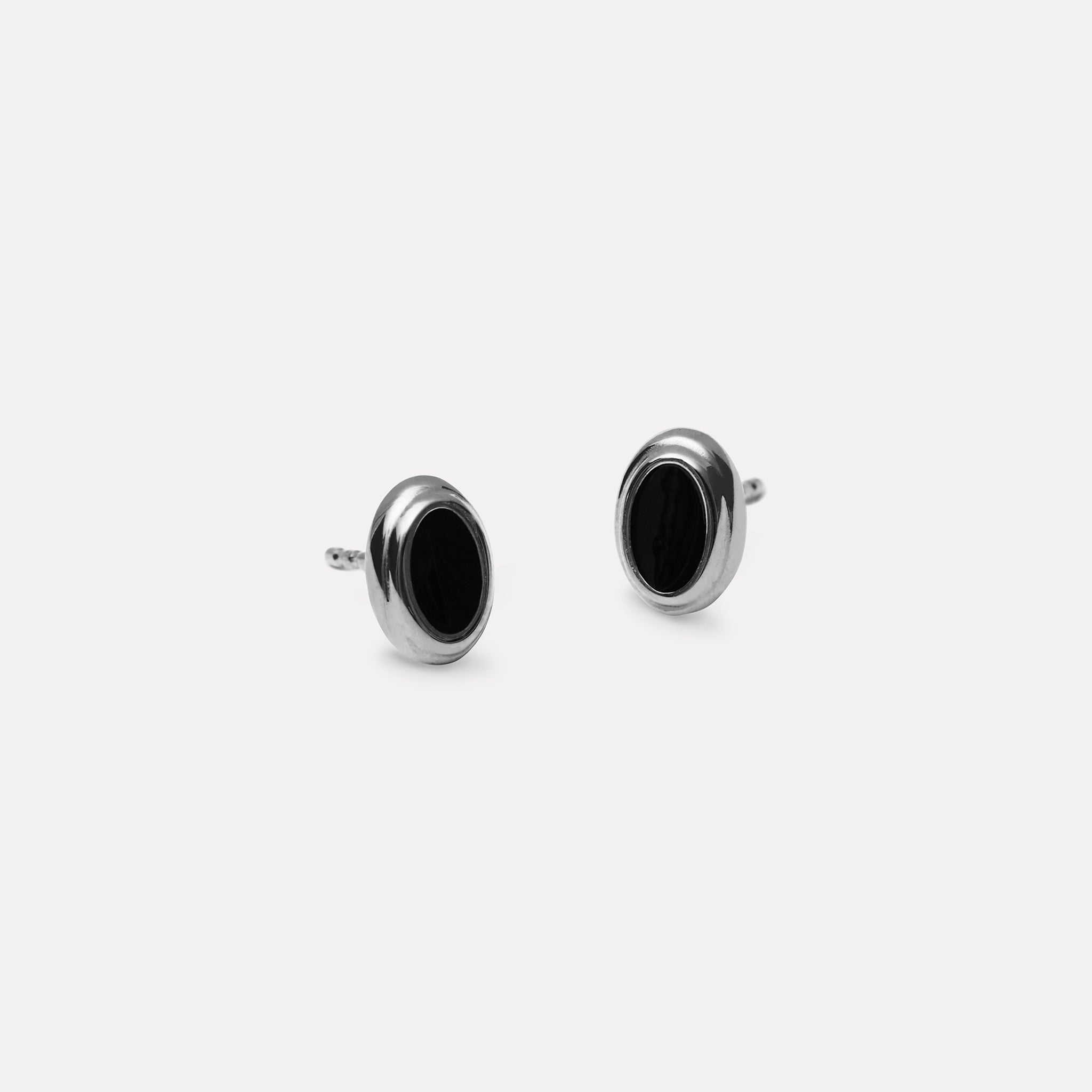 Black Enamel Stud Earrings
