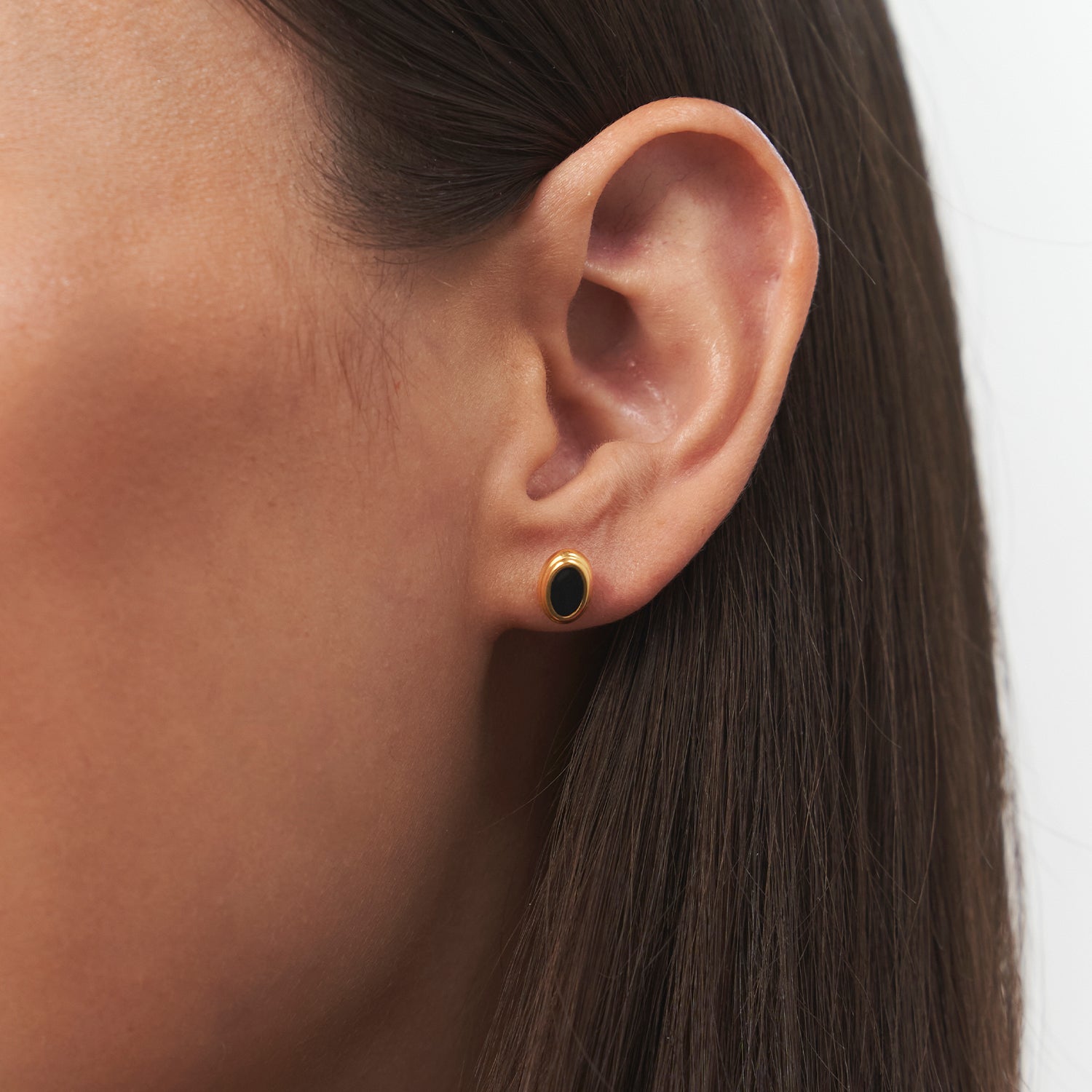 Black Enamel Stud Earrings
