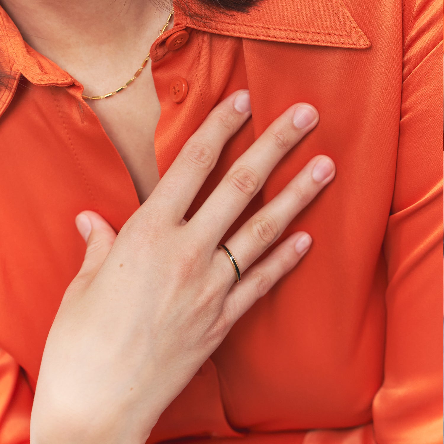 Black Enamel Thin Ring