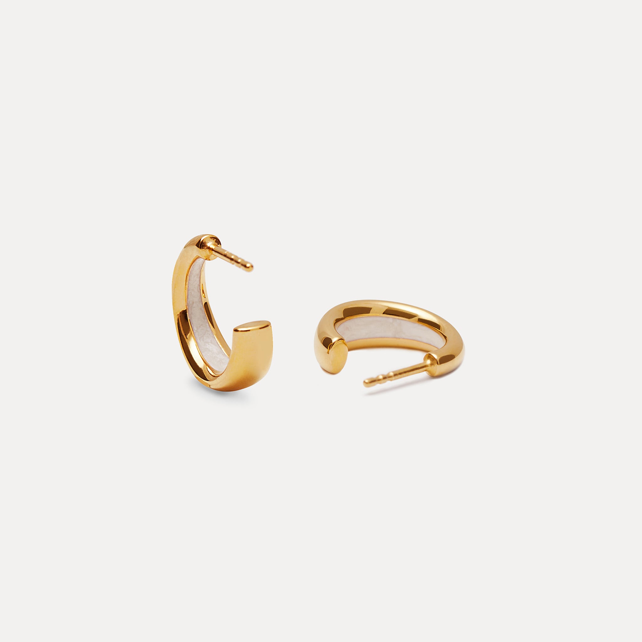 Pearl White Enamel Bold Hoop Earrings